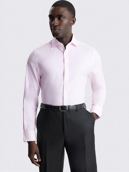 Moss Regular Fit Cotton Blend Dobby Stretch Shirt, Pink