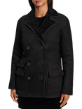 Theory Double Breasted Shearling Peacoat Blazer, Black