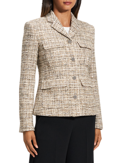 Theory Single Breasted Tweed Military Jacket, Wheat - view 2, Wheat