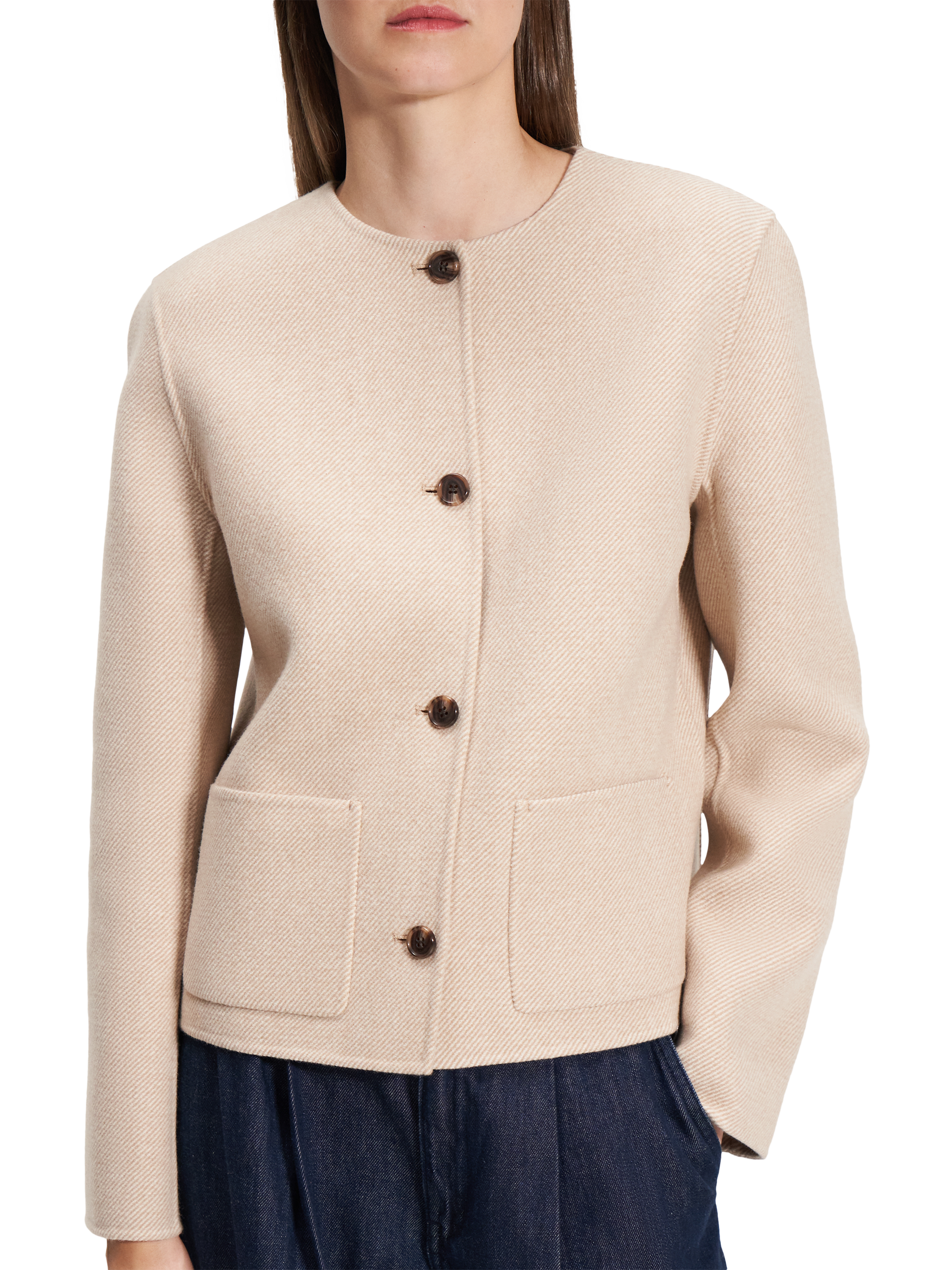 Product image 2 of 7, which shows Theory Double Faced Wool Rich Jacket, Camel, S