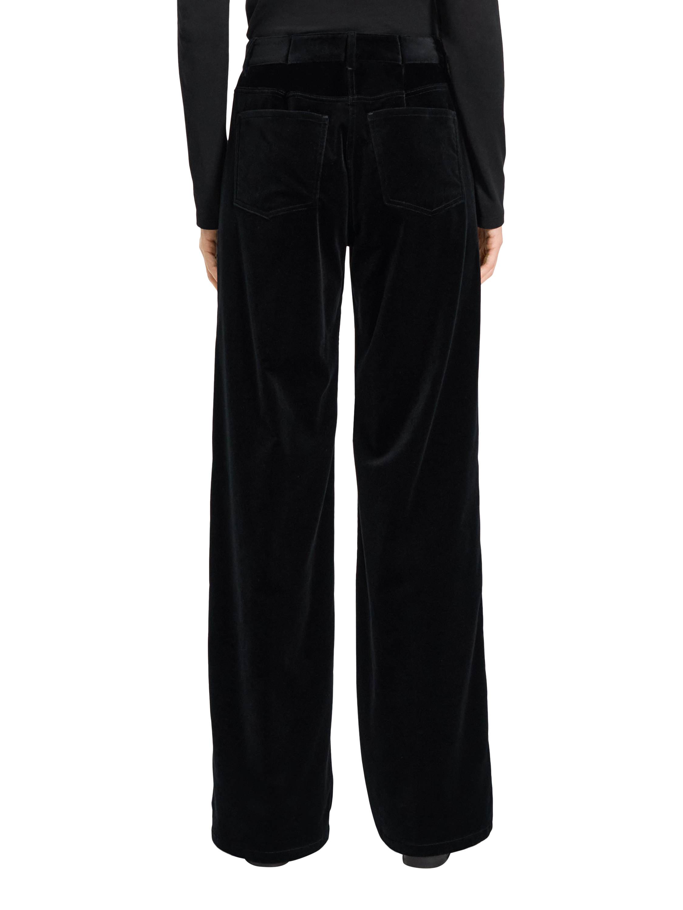 Product image 4 of 8, which shows Theory Tailored Wide Leg Velvet Trousers, Black, 10