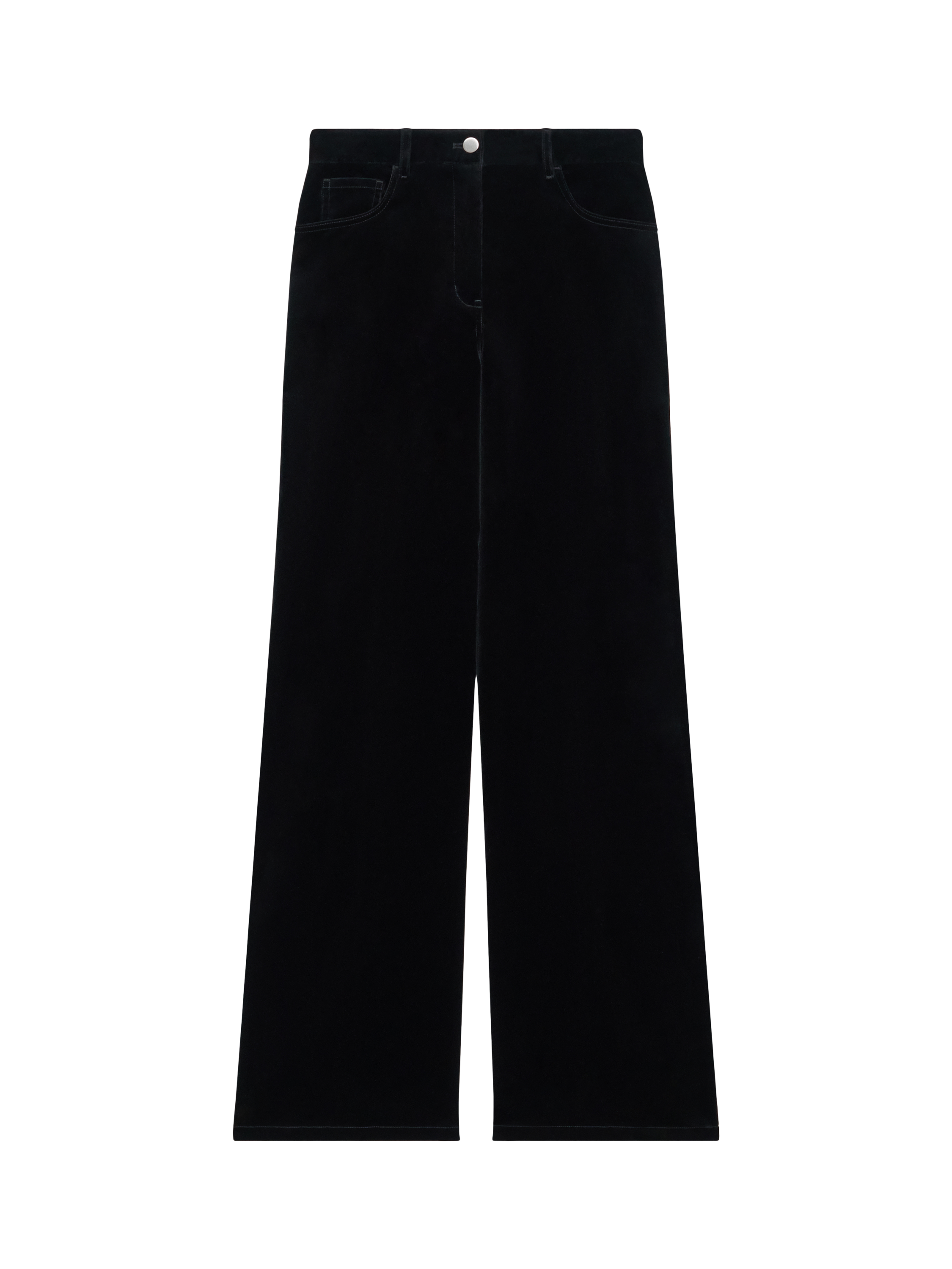 Product image 5 of 8, which shows Theory Tailored Wide Leg Velvet Trousers, Black, 10