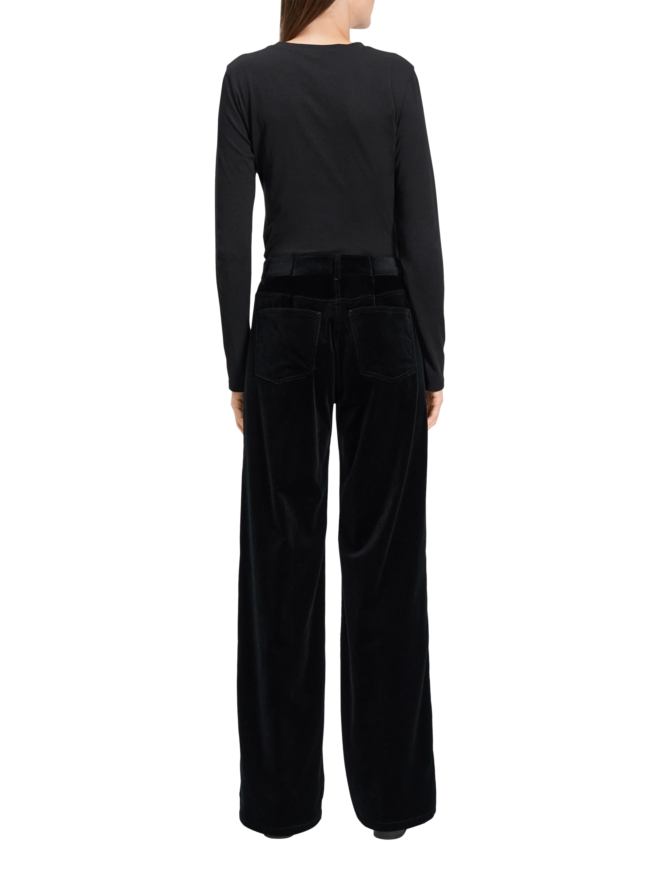 Product image 8 of 8, which shows Theory Tailored Wide Leg Velvet Trousers, Black, 10