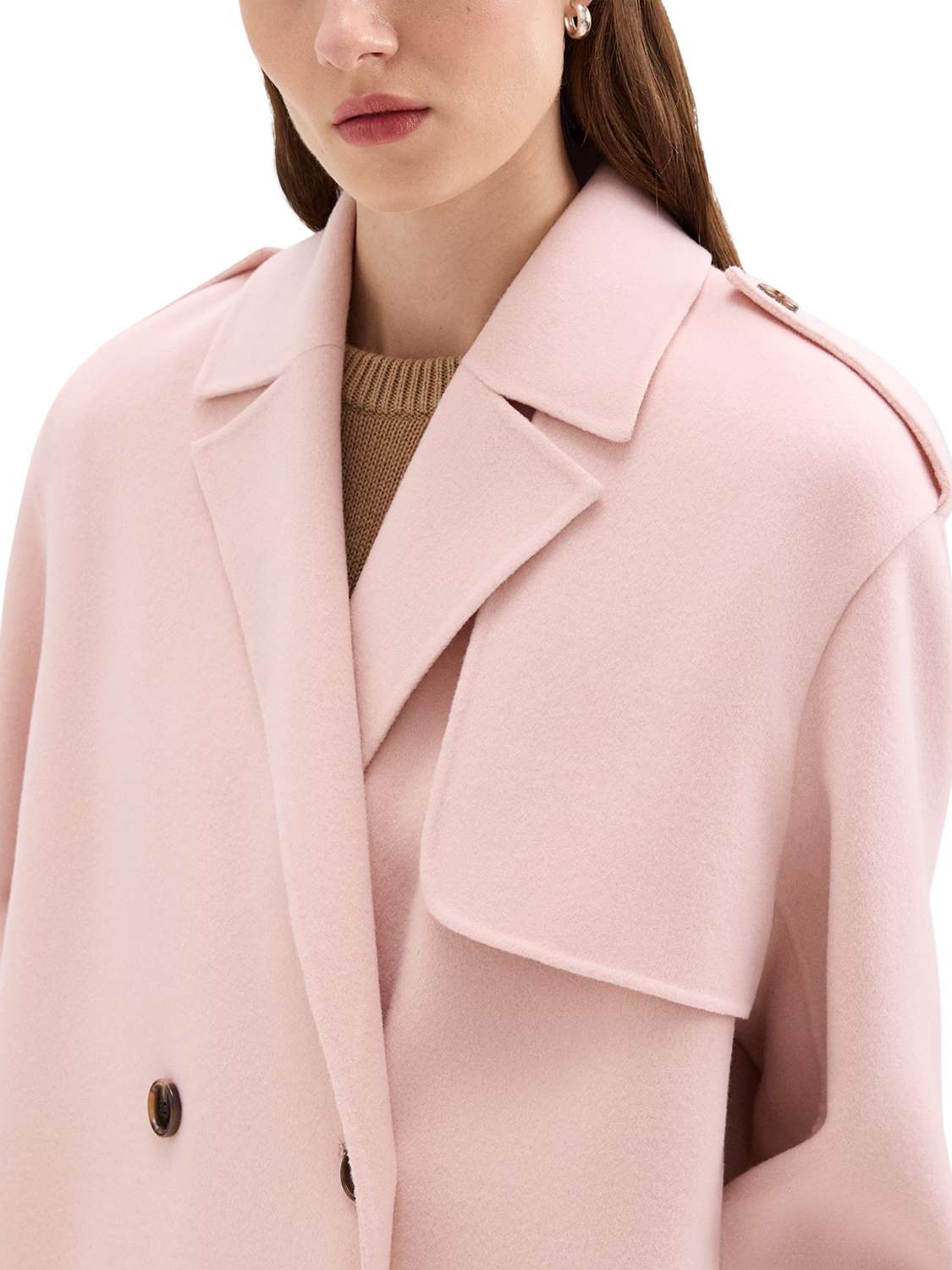 Product image 5 of 5, which shows Theory Double Faced Wool Rich Coat, Pink, S
