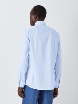 John Lewis Cotton Non-Iron Bengal Stripe Slim Fit Shirt, Blue - view 2, Blue