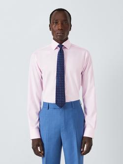 John Lewis Cotton Twill Non-Iron Slim Fit Shirt, Pink, Pink