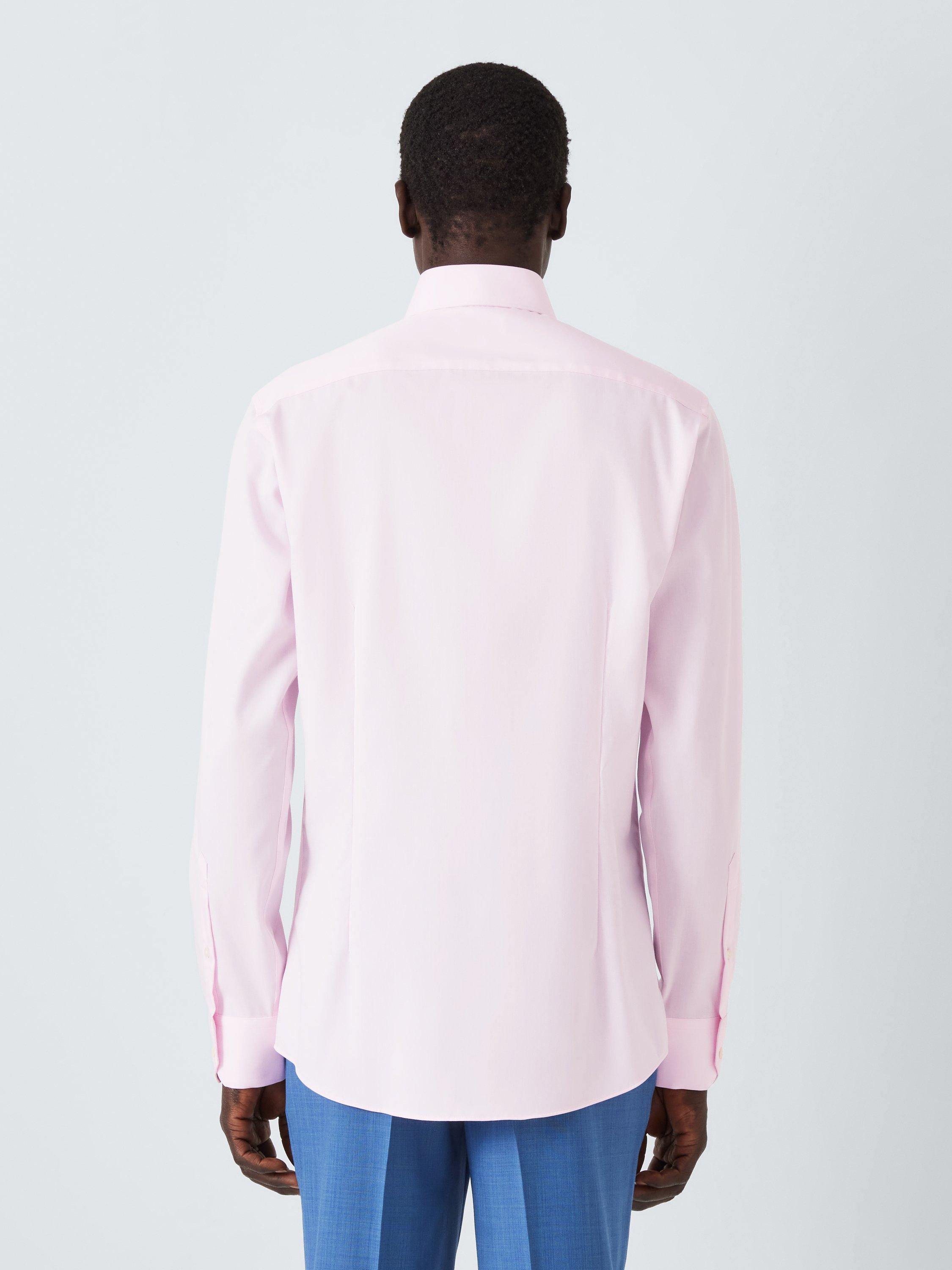 Product image 2 of 8, which shows John Lewis Cotton Twill Non-Iron Slim Fit Shirt, Pink, 15/R