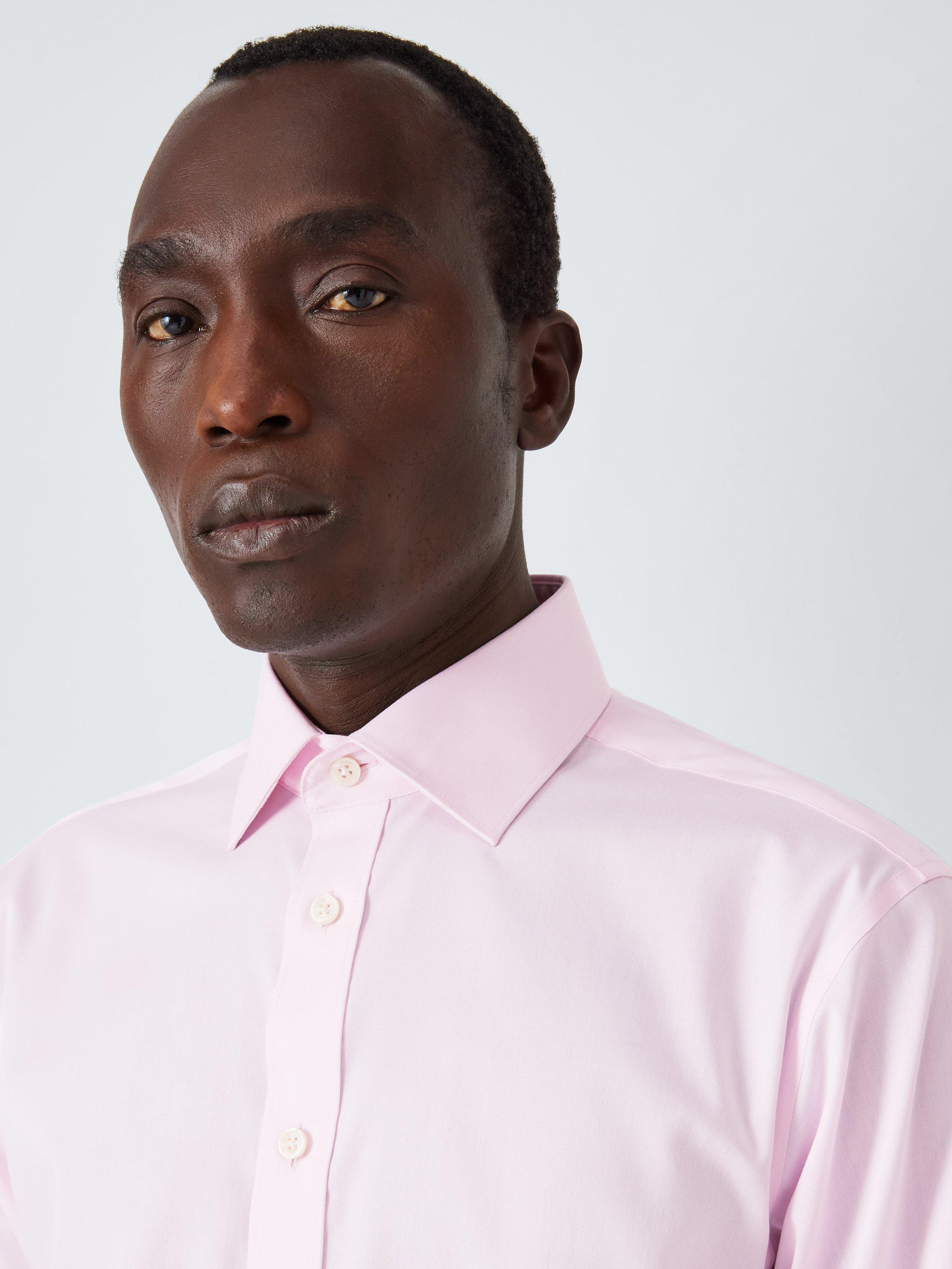 Product image 5 of 8, which shows John Lewis Cotton Twill Non-Iron Slim Fit Shirt, Pink, 15/R