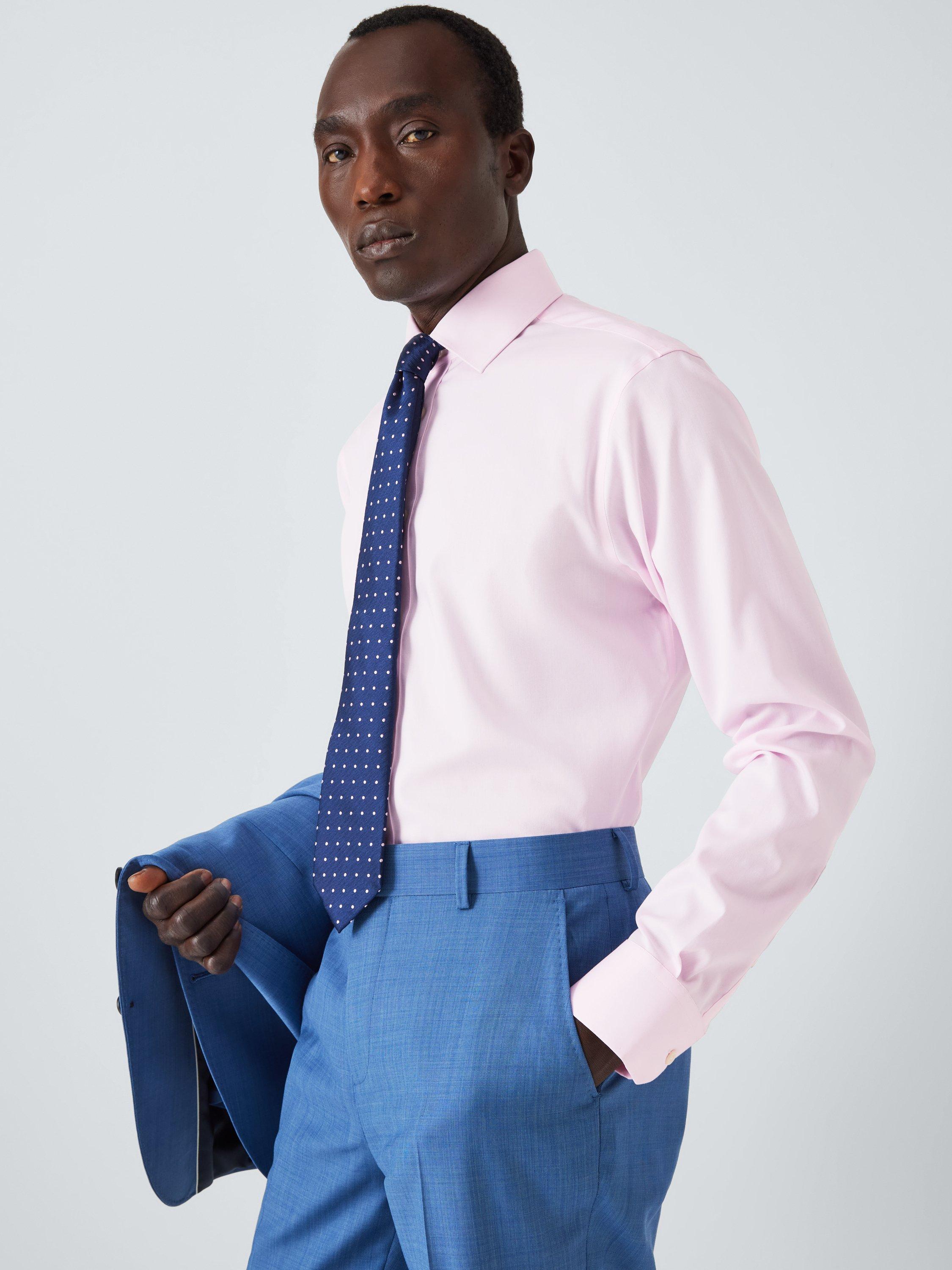 Product image 7 of 8, which shows John Lewis Cotton Twill Non-Iron Slim Fit Shirt, Pink, 15/R
