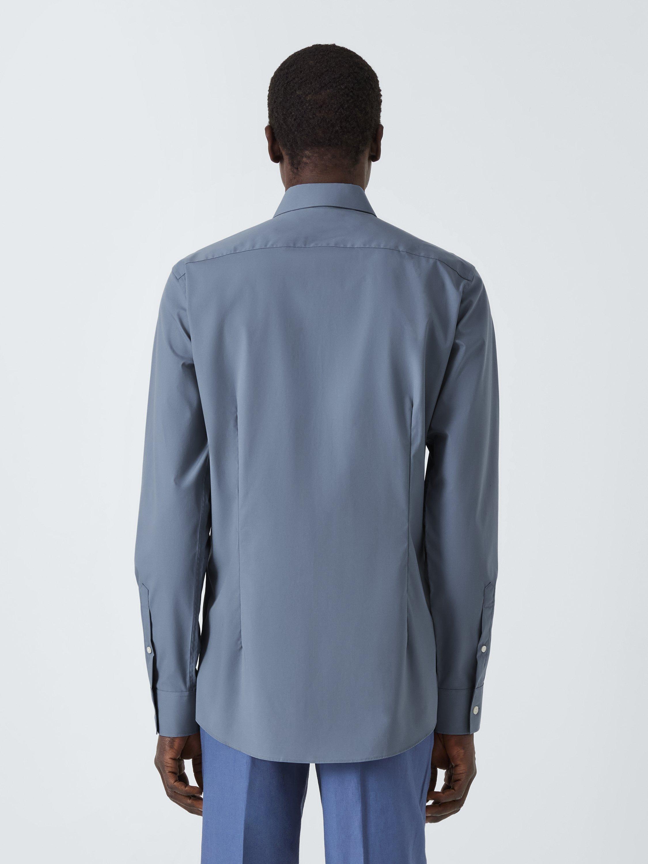 Product image 2 of 8, which shows Kin Cotton Poplin Stretch Slim Fit Shirt, Airforce Blue, 14.5/R