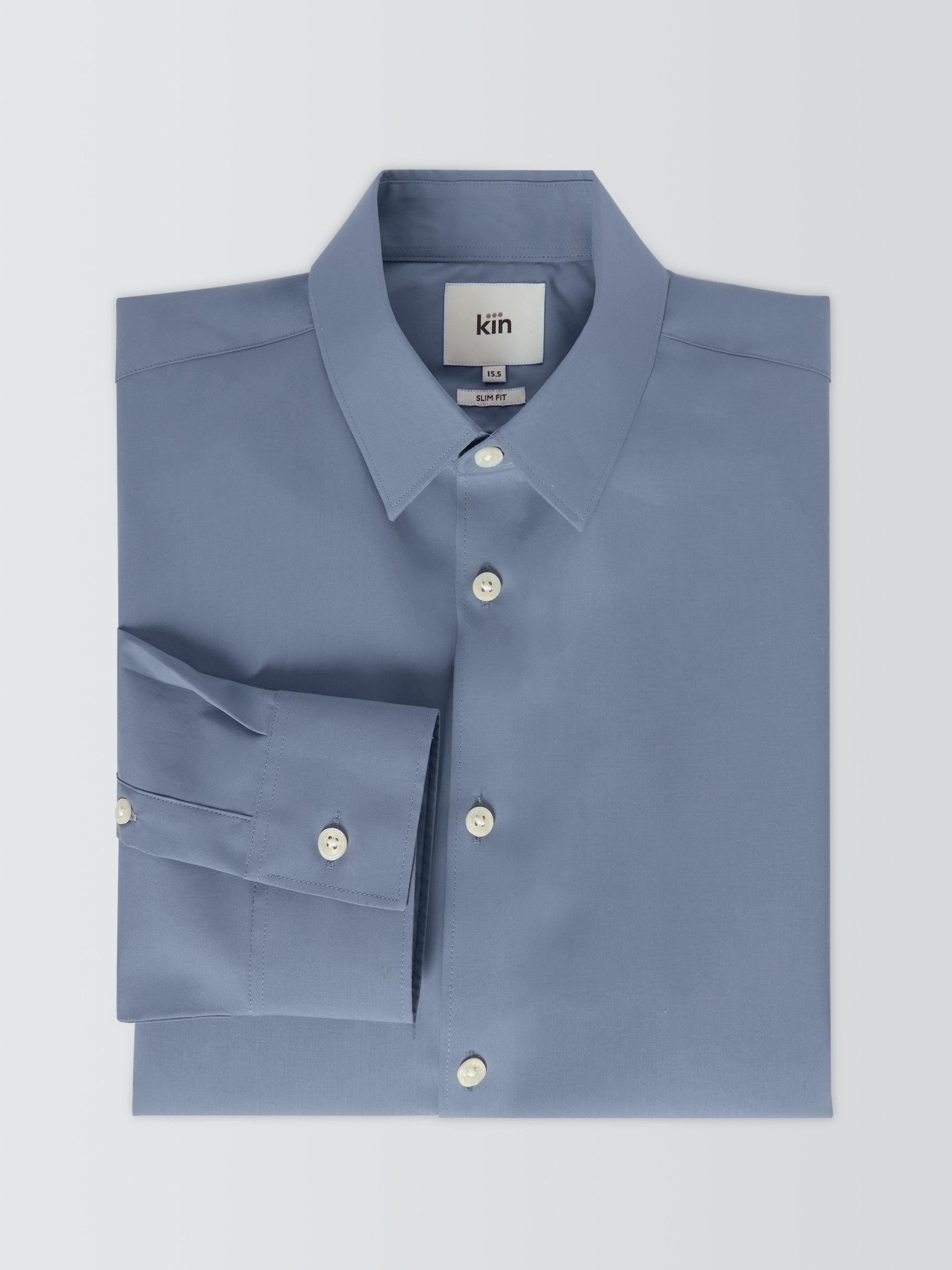 Product image 6 of 8, which shows Kin Cotton Poplin Stretch Slim Fit Shirt, Airforce Blue, 14.5/R