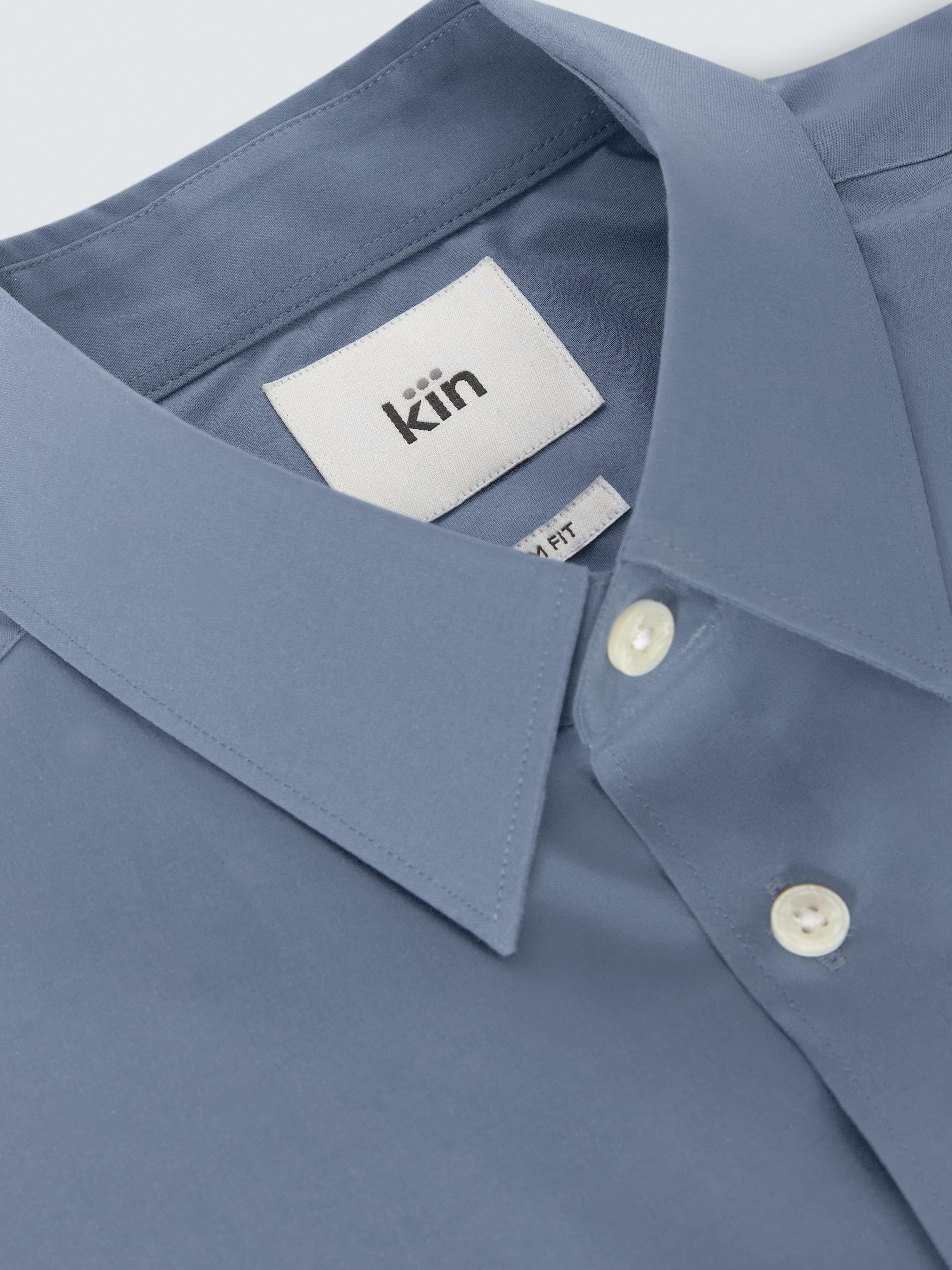 Product image 8 of 8, which shows Kin Cotton Poplin Stretch Slim Fit Shirt, Airforce Blue, 14.5/R