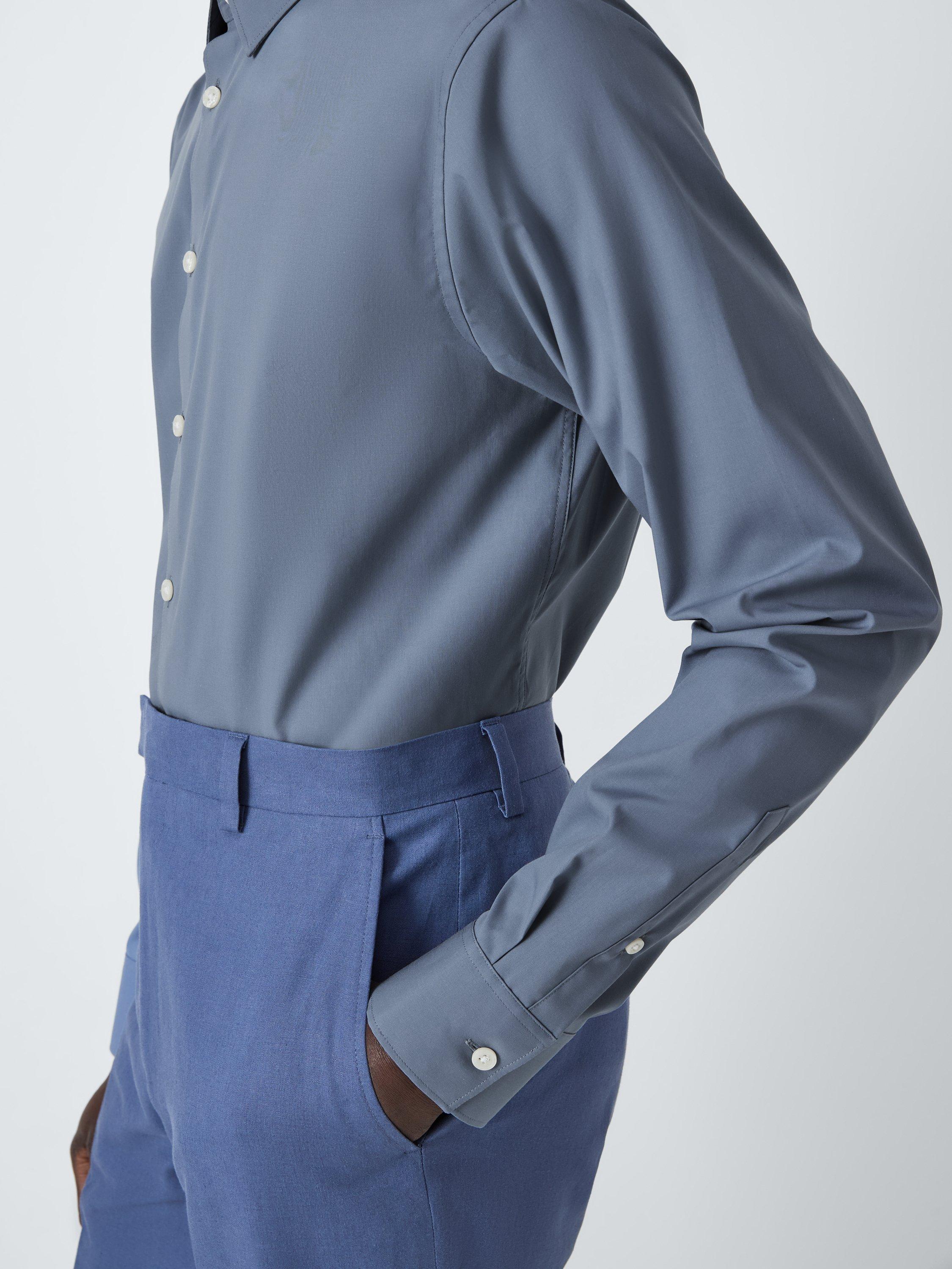 Product image 7 of 8, which shows Kin Cotton Poplin Stretch Slim Fit Shirt, Airforce Blue, 14.5/R