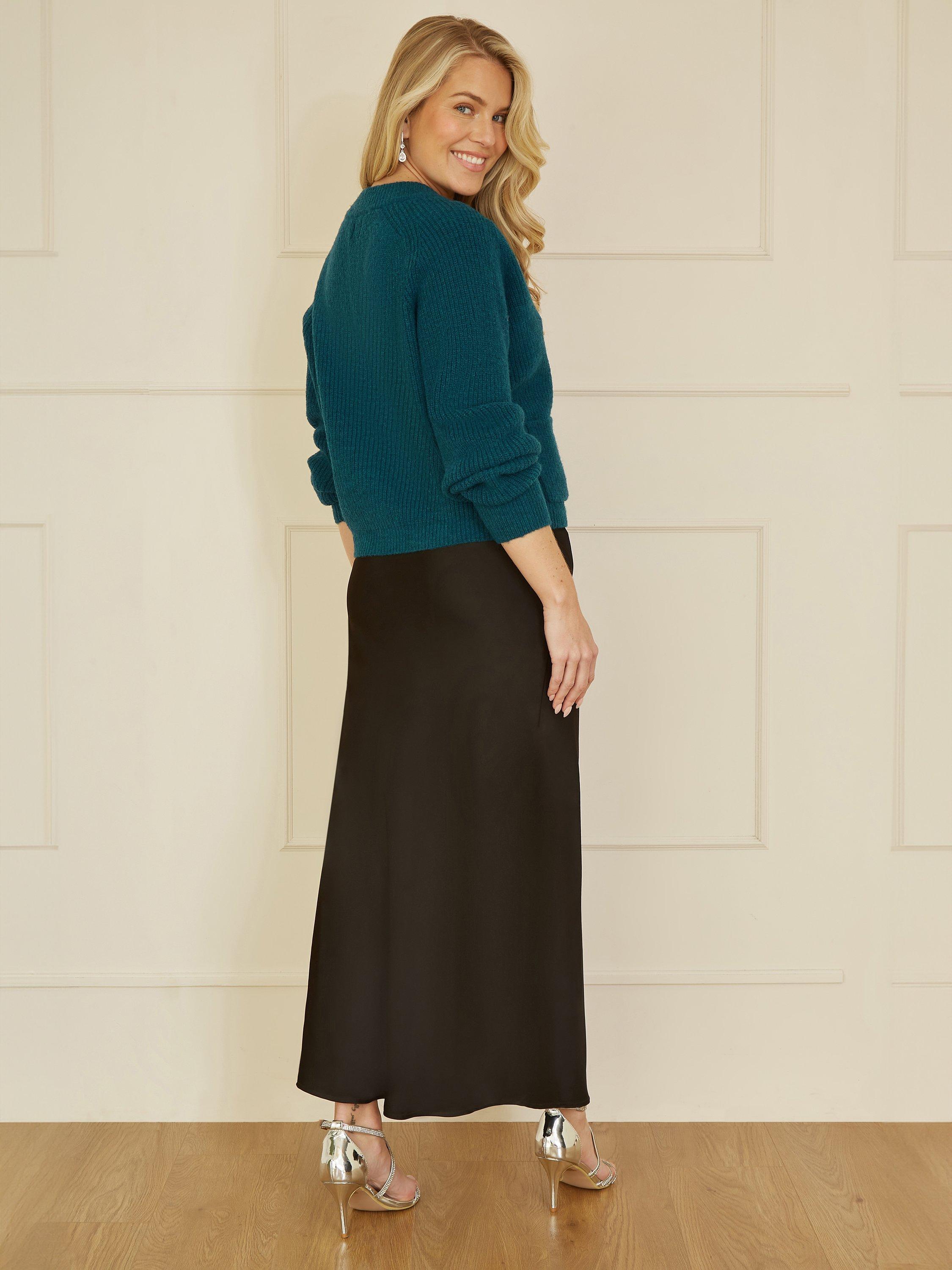 Product image 5 of 6, which shows Yumi Daisy Button Knit Cardigan, Green, S-M