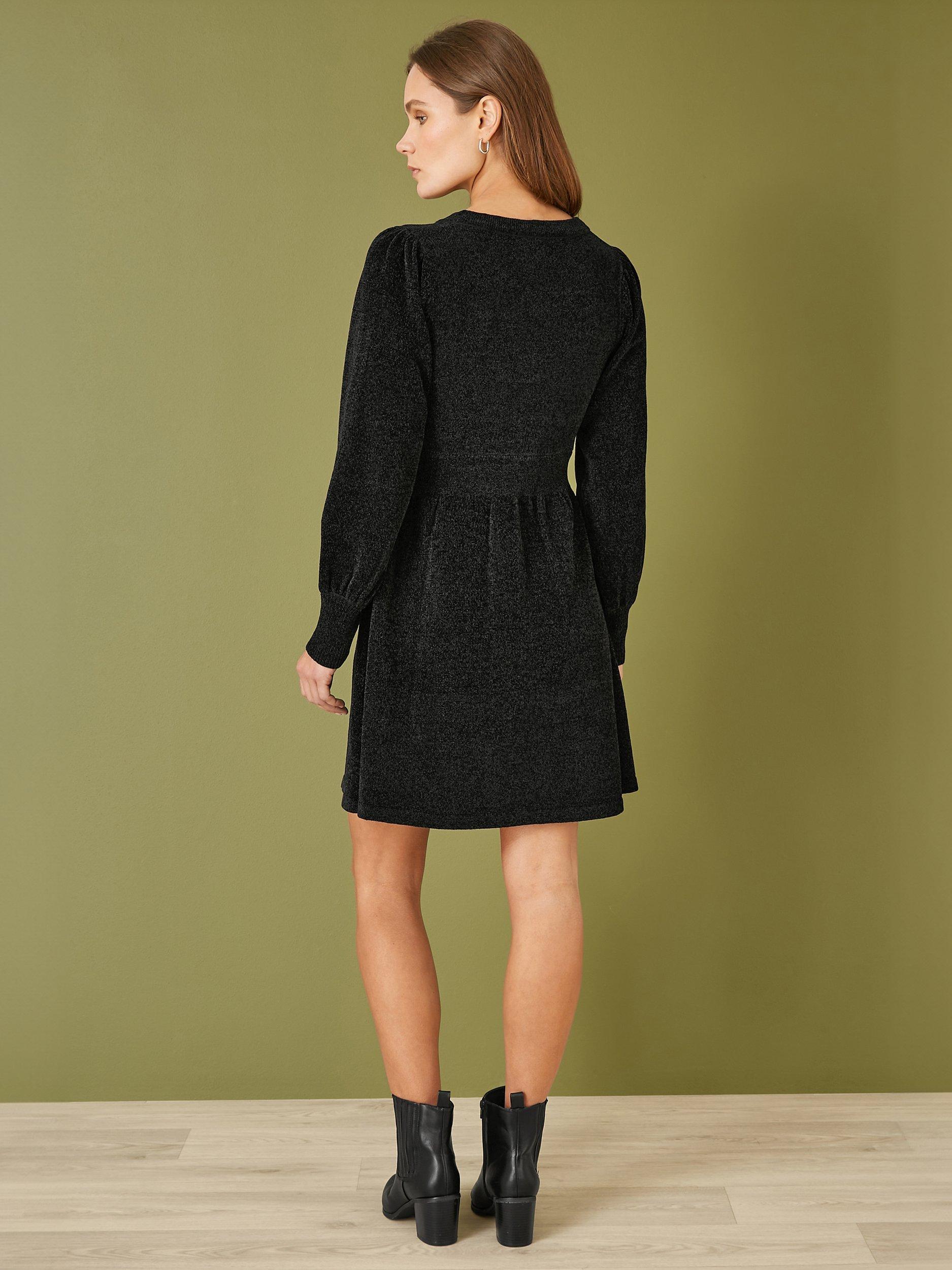 Product image 3 of 4, which shows Yumi Sparkle Skater Dress, Black, S