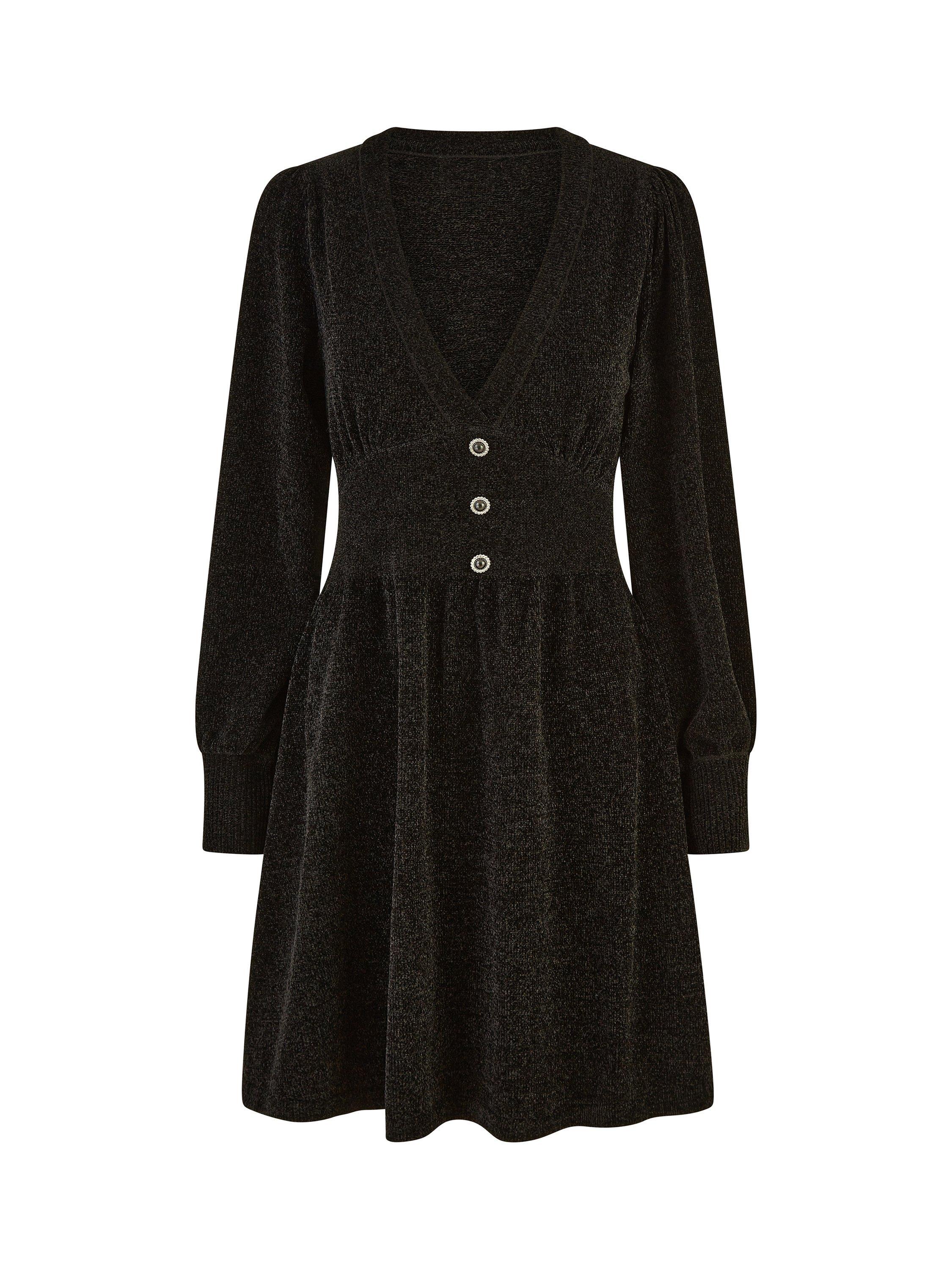 Product image 4 of 4, which shows Yumi Sparkle Skater Dress, Black, S