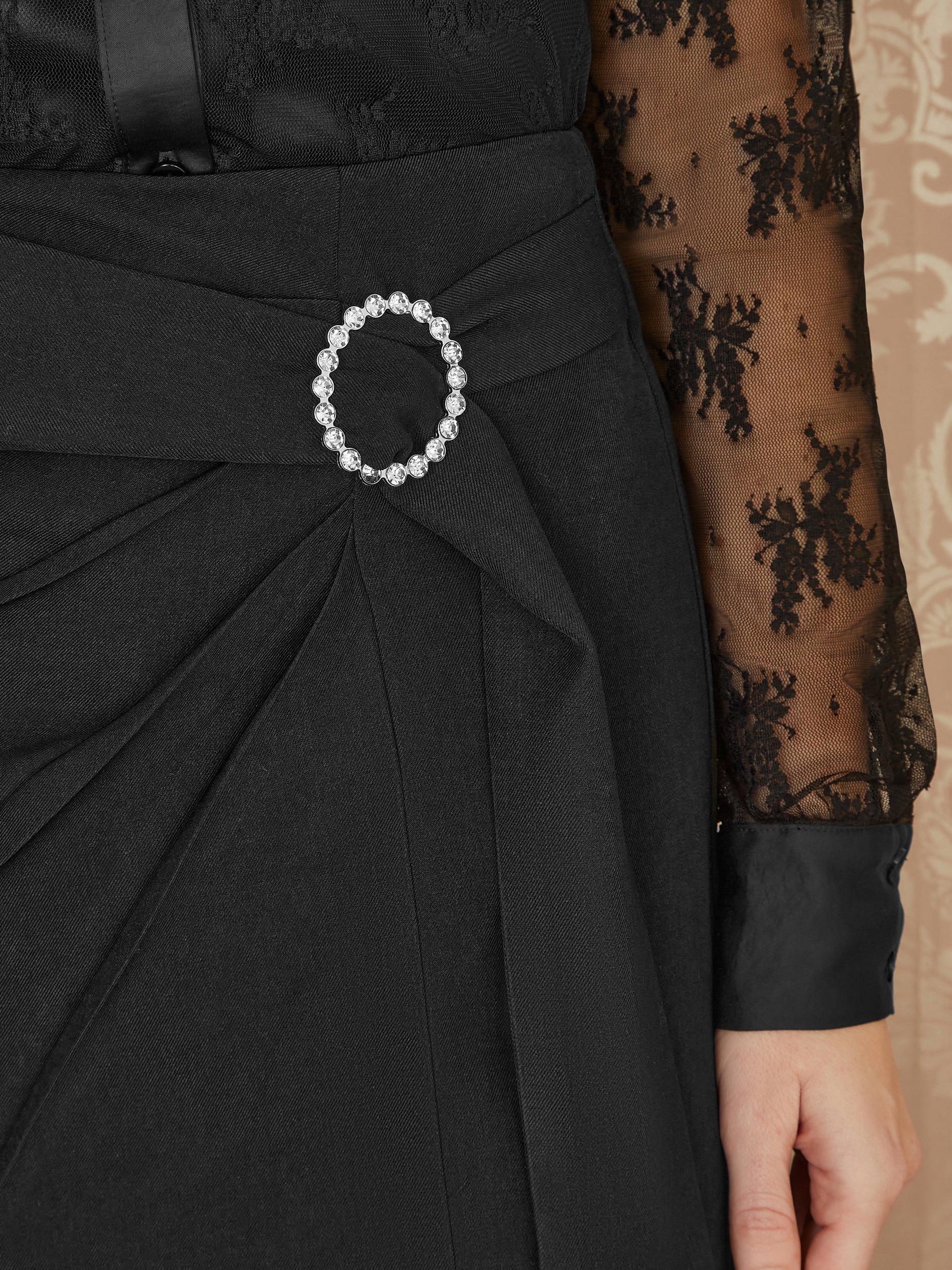 Product image 3 of 5, which shows Yumi Diamante Buckle Wrap Skirt, Black, 8