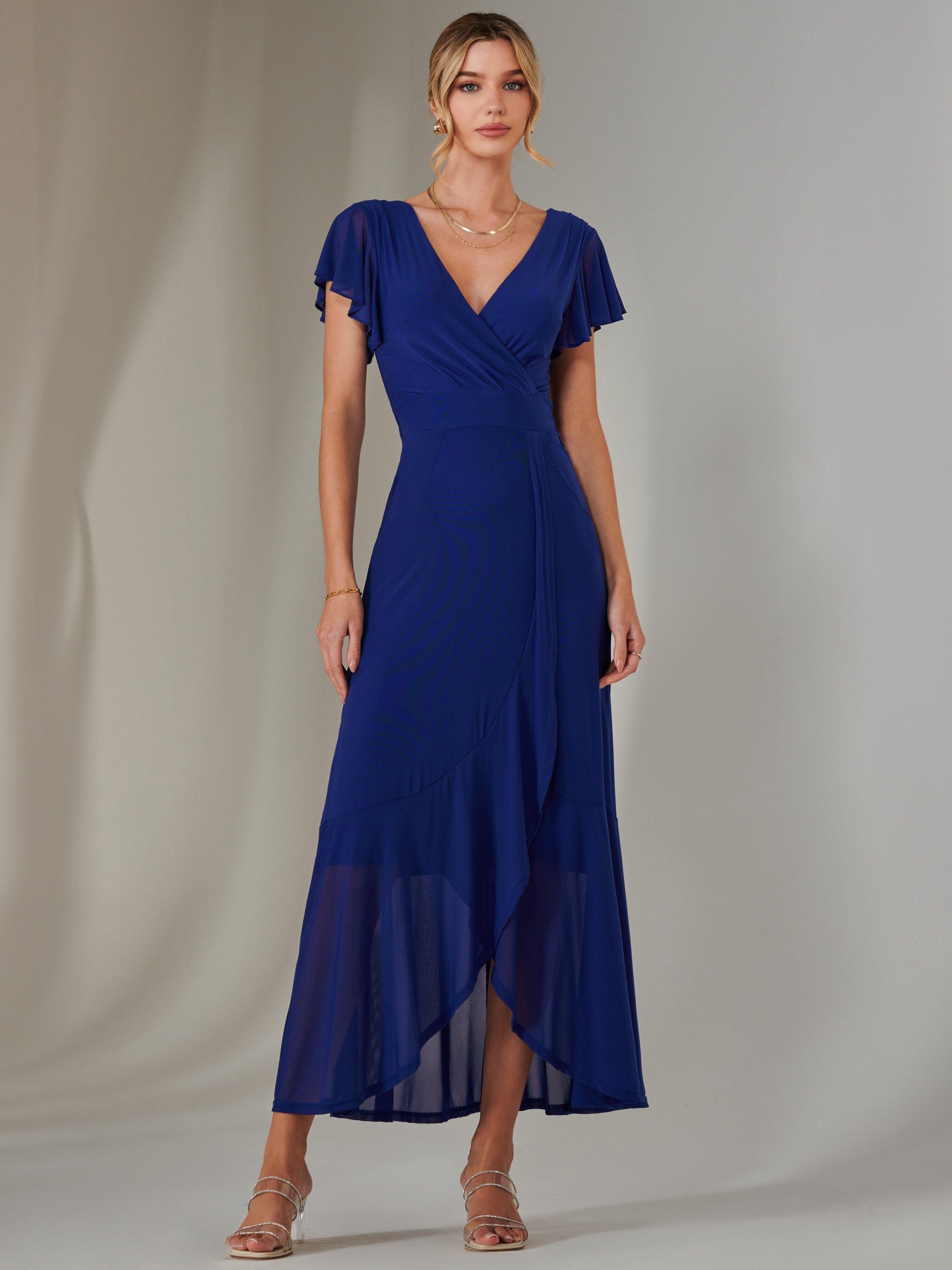 Product image 1 of 7, which shows Jolie Moi Alana Mesh Dress, Navy, 8