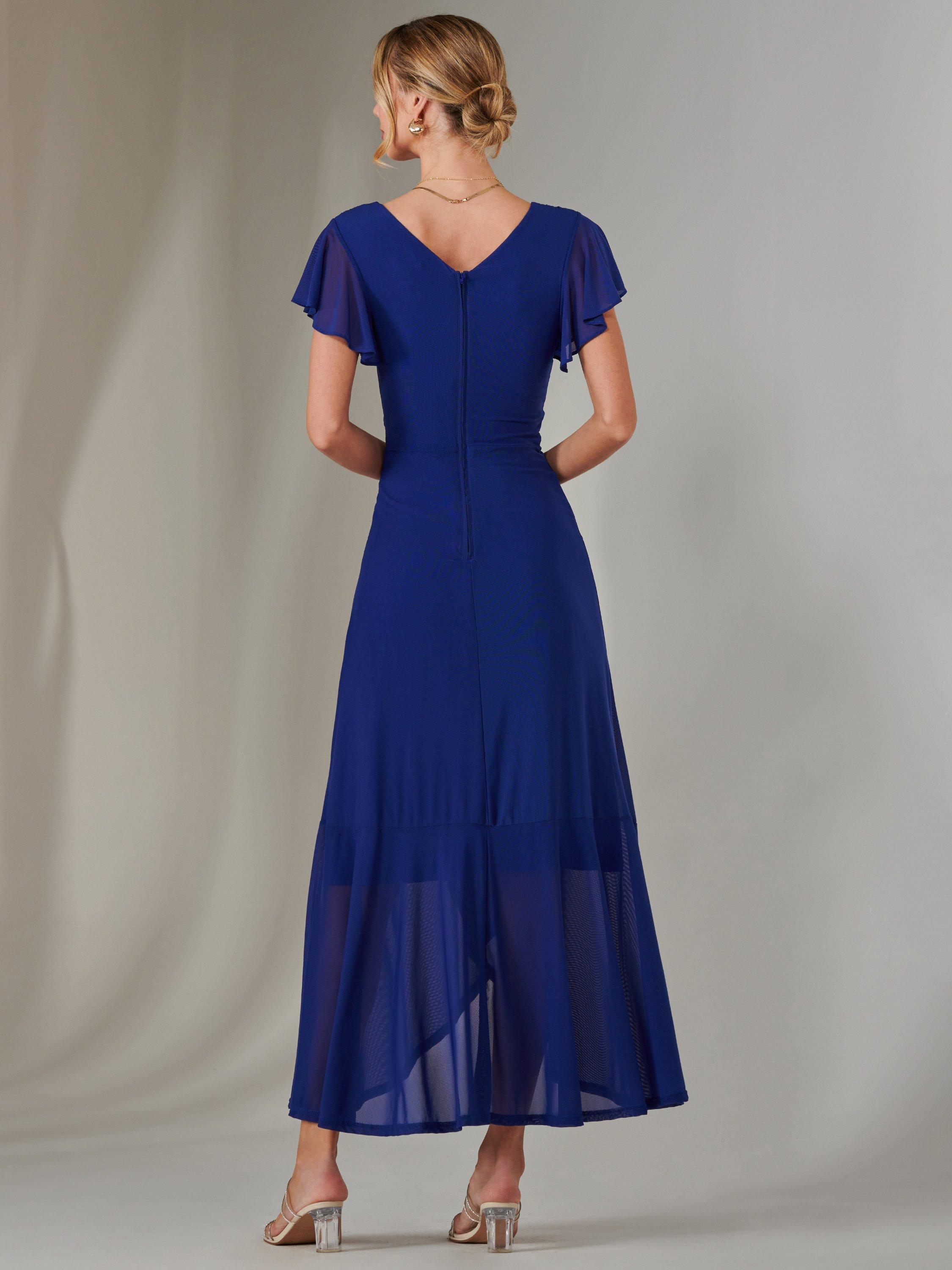 Product image 2 of 7, which shows Jolie Moi Alana Mesh Dress, Navy, 8