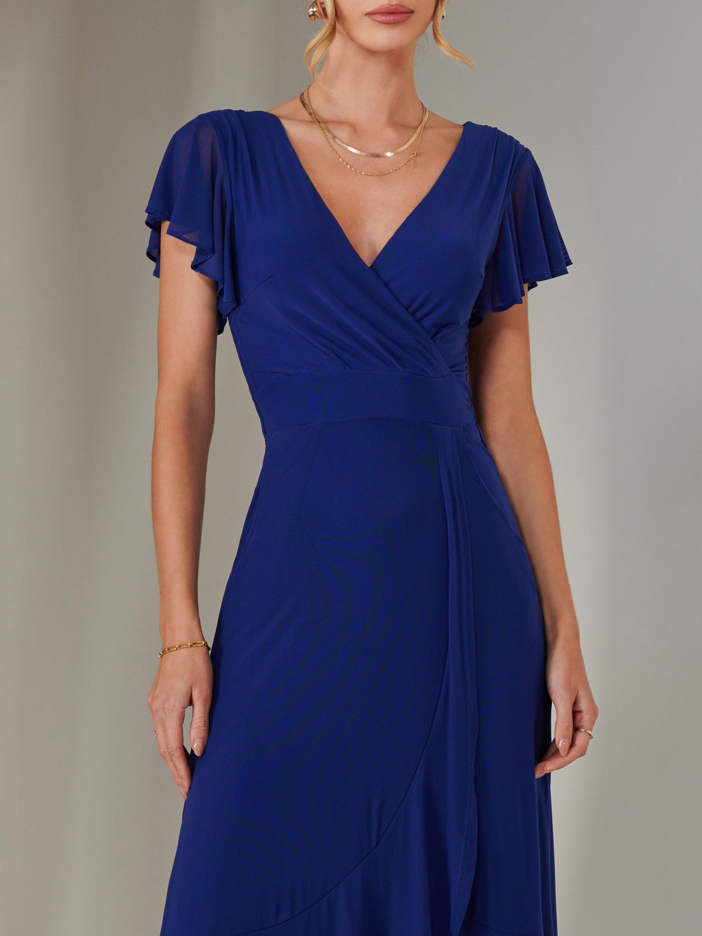Product image 4 of 7, which shows Jolie Moi Alana Mesh Dress, Navy, 8
