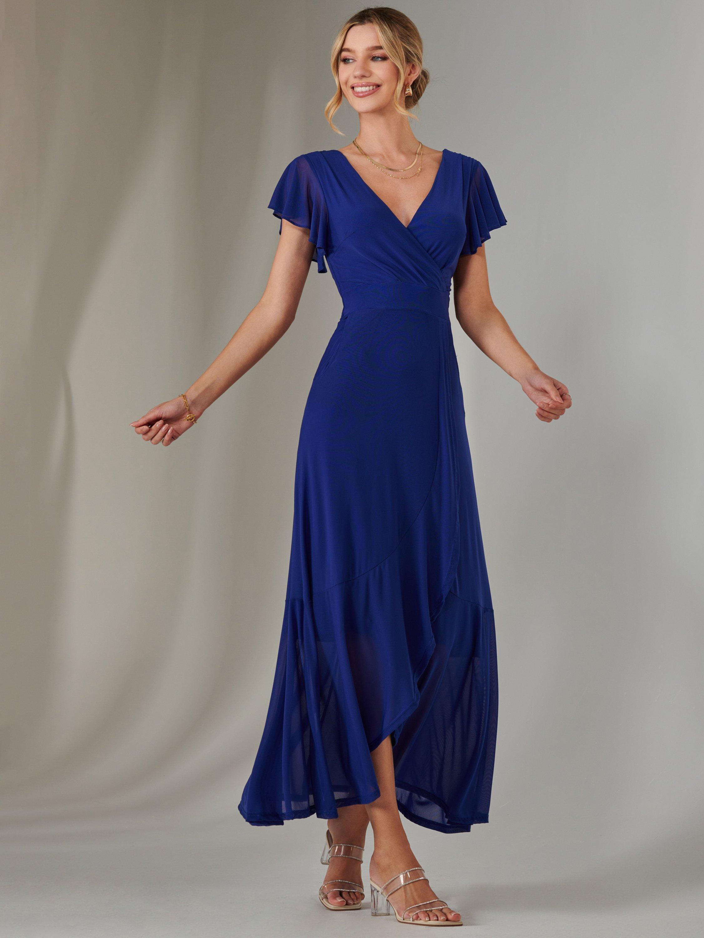 Product image 6 of 7, which shows Jolie Moi Alana Mesh Dress, Navy, 8