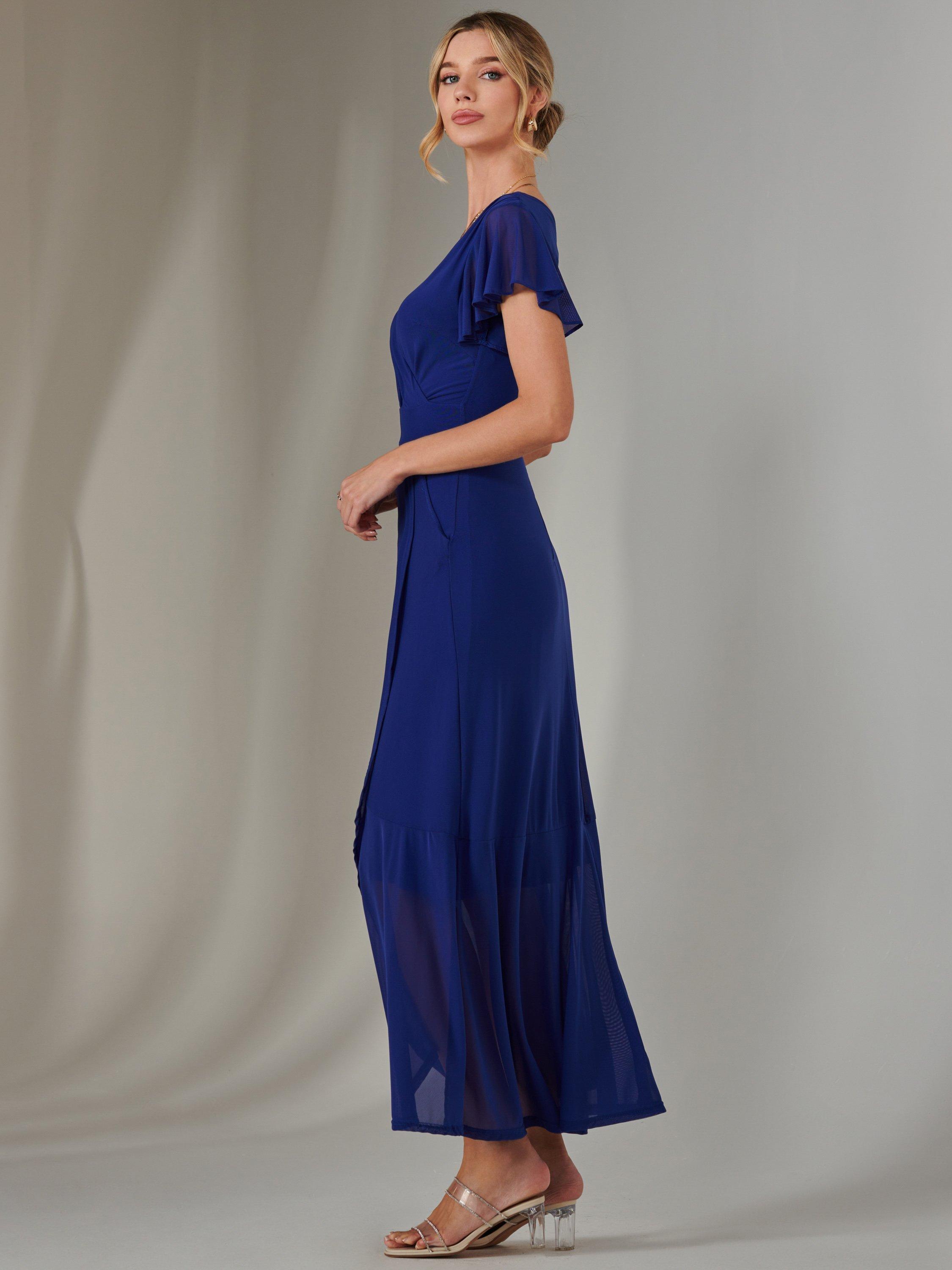 Product image 7 of 7, which shows Jolie Moi Alana Mesh Dress, Navy, 8