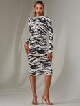 Jolie Moi Textured Midi Dress, Black/White