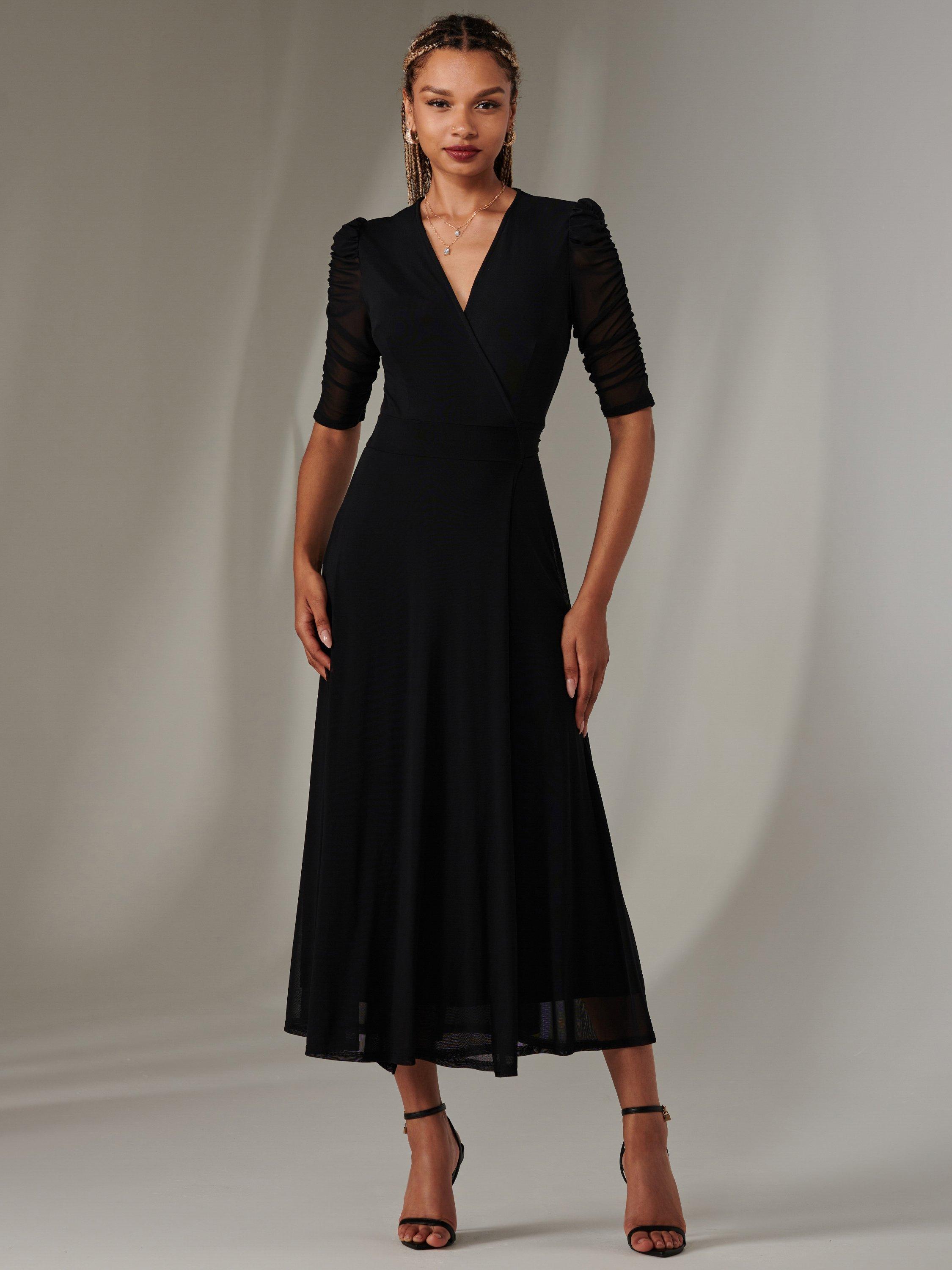 Product image 1 of 7, which shows Jolie Moi Zeena Wrap Maxi Dress, Black, 8