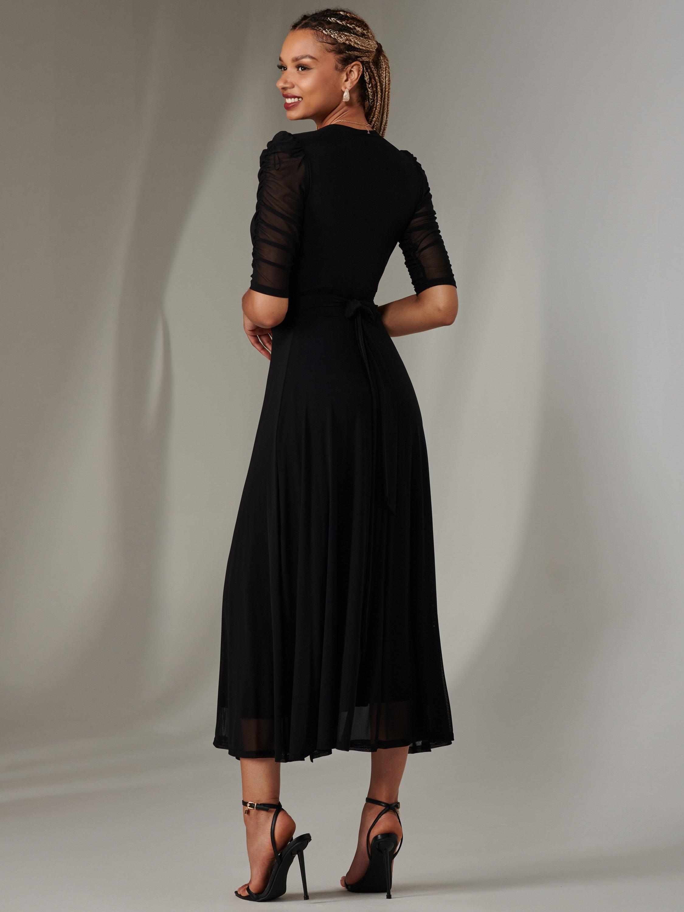 Product image 2 of 7, which shows Jolie Moi Zeena Wrap Maxi Dress, Black, 8