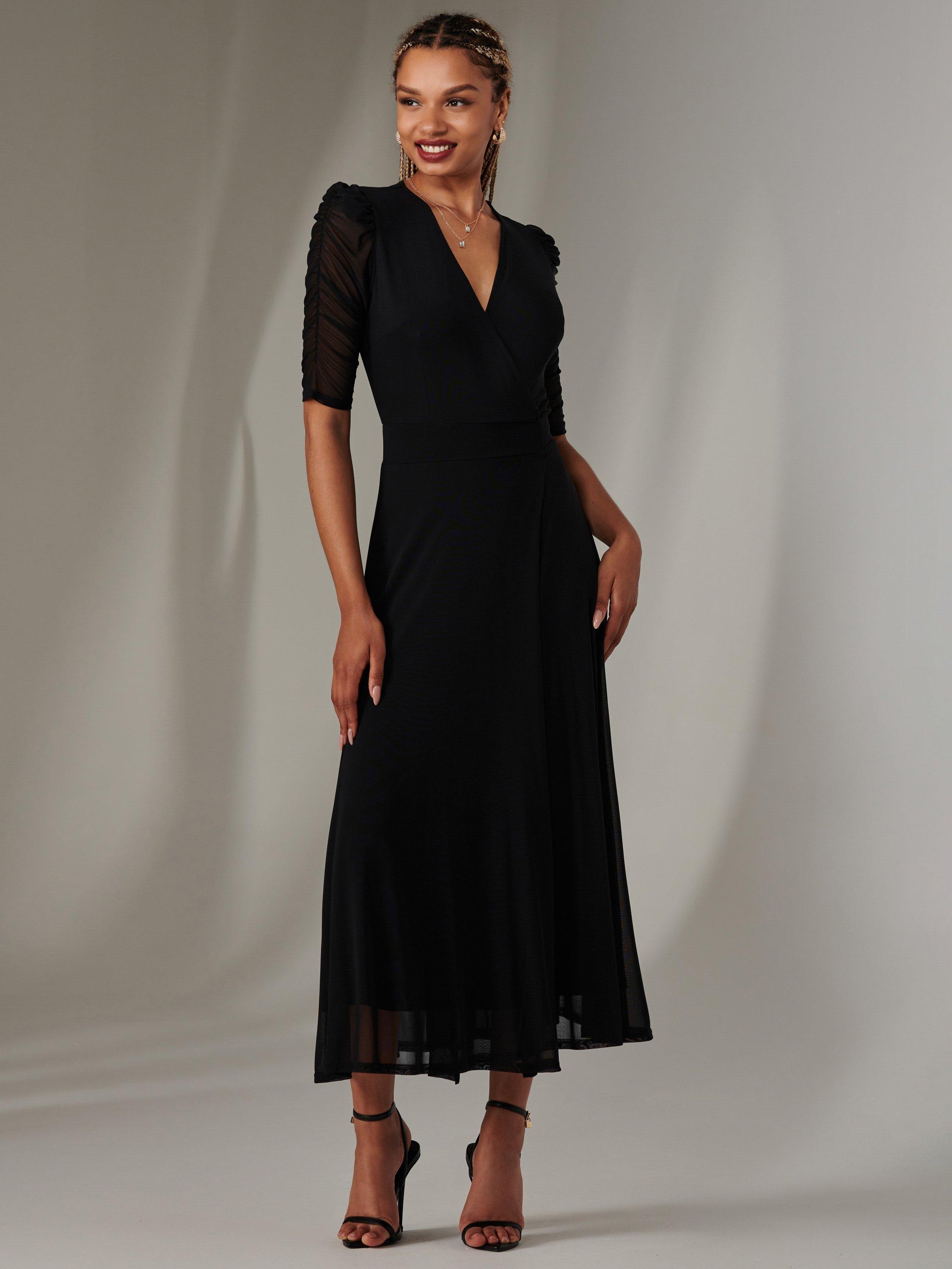 Product image 3 of 7, which shows Jolie Moi Zeena Wrap Maxi Dress, Black, 8