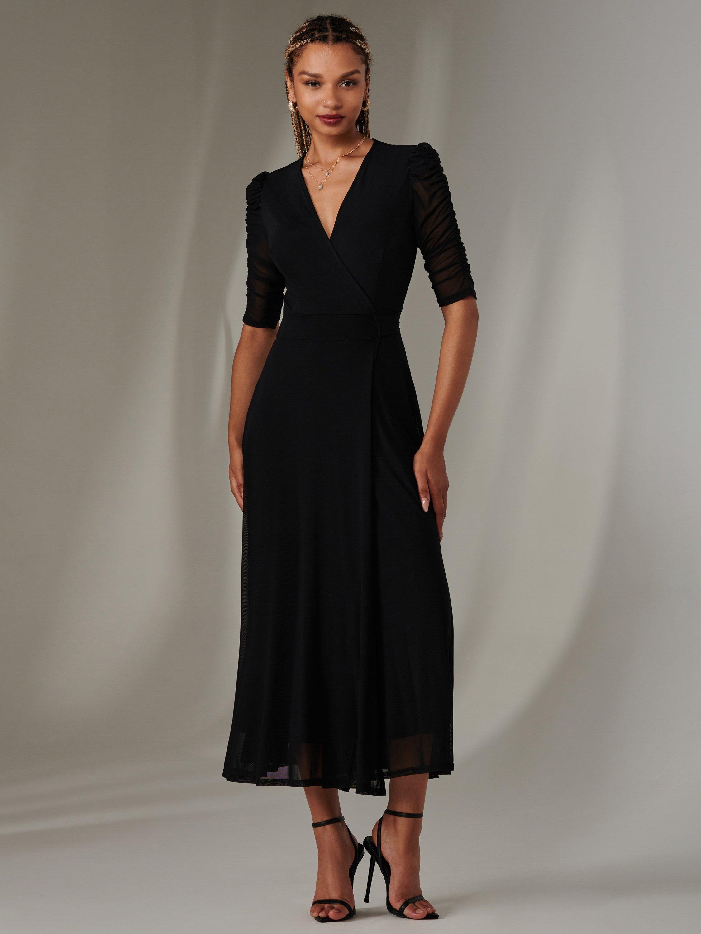 Product image 5 of 7, which shows Jolie Moi Zeena Wrap Maxi Dress, Black, 8
