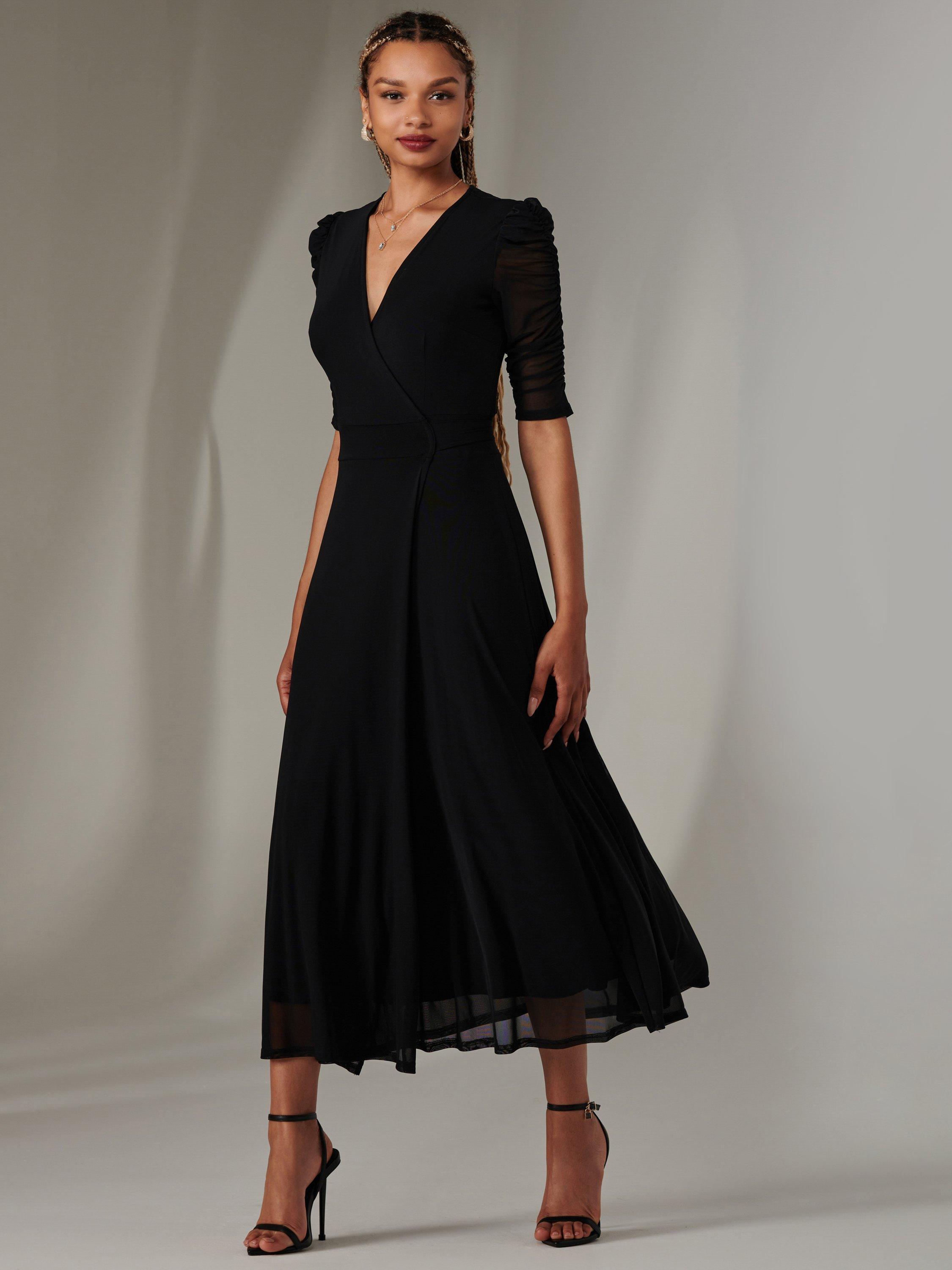 Product image 6 of 7, which shows Jolie Moi Zeena Wrap Maxi Dress, Black, 8