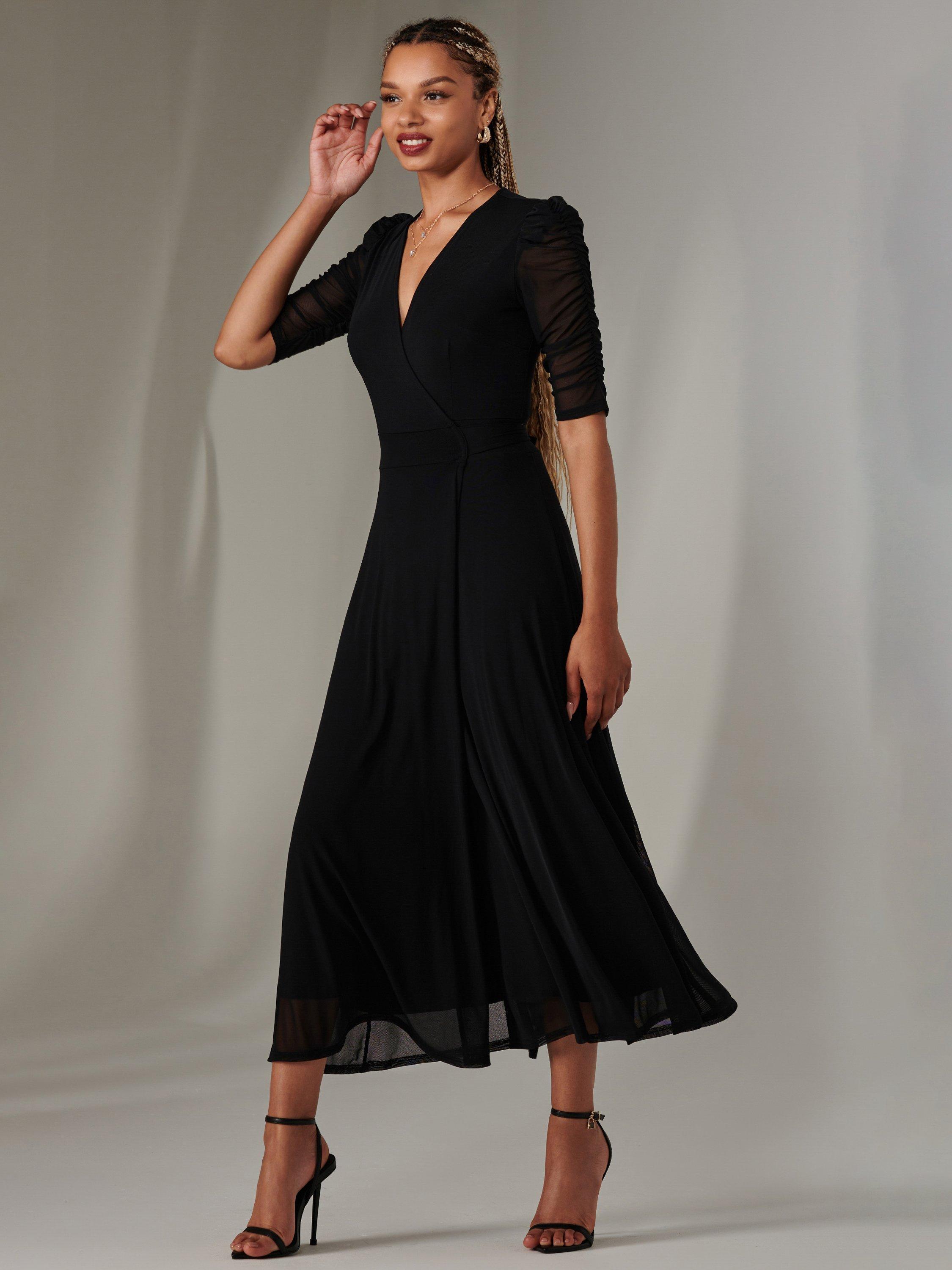 Product image 7 of 7, which shows Jolie Moi Zeena Wrap Maxi Dress, Black, 8