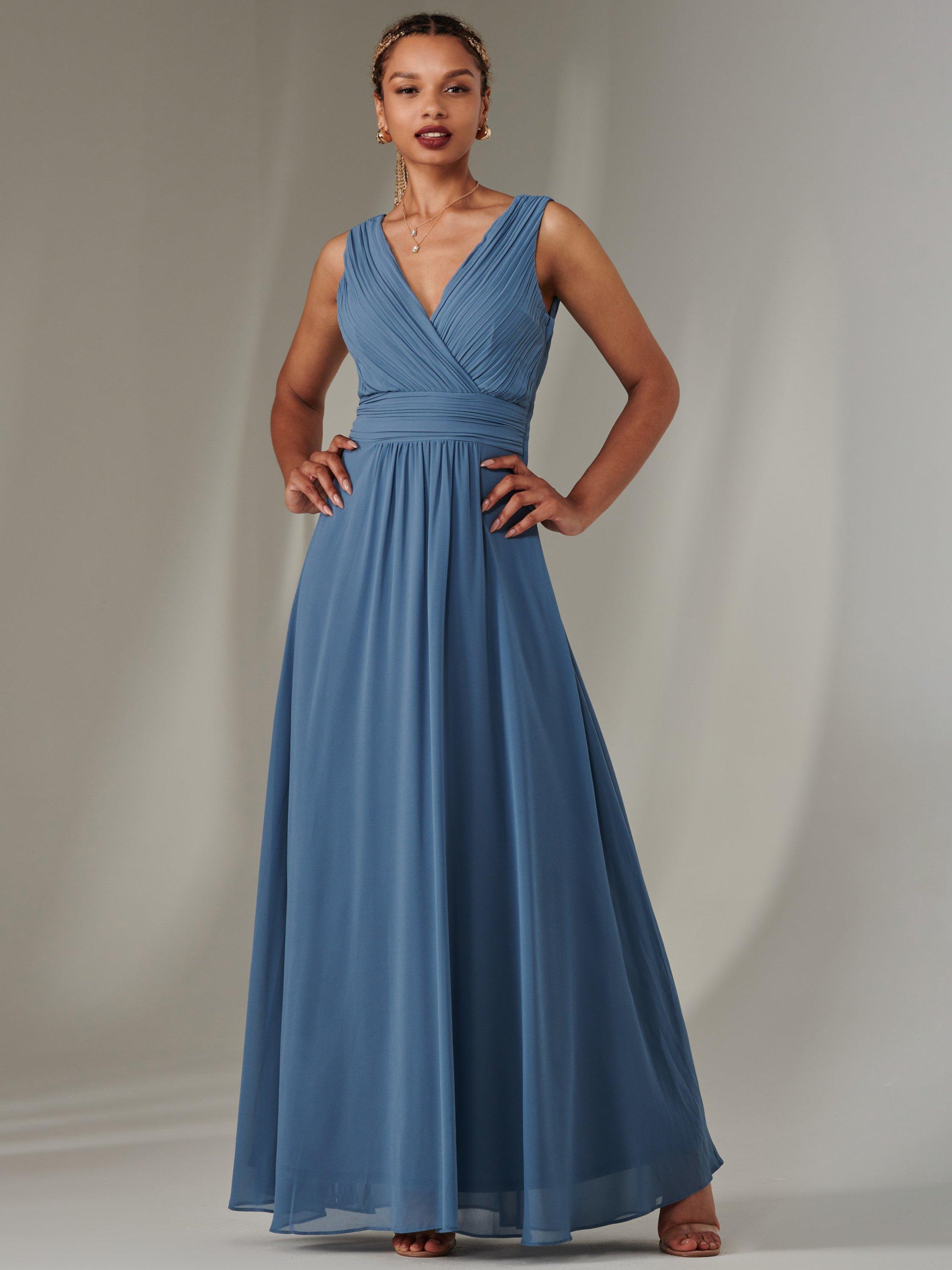 Steel blue maxi dress top