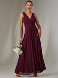 Jolie Moi Cora Sleeveless Ruched Maxi Dress, Dark Purple