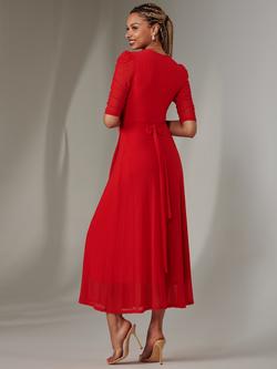 Jolie Moi Zeena Mesh Ruched Wrap Dress - view 2, Red