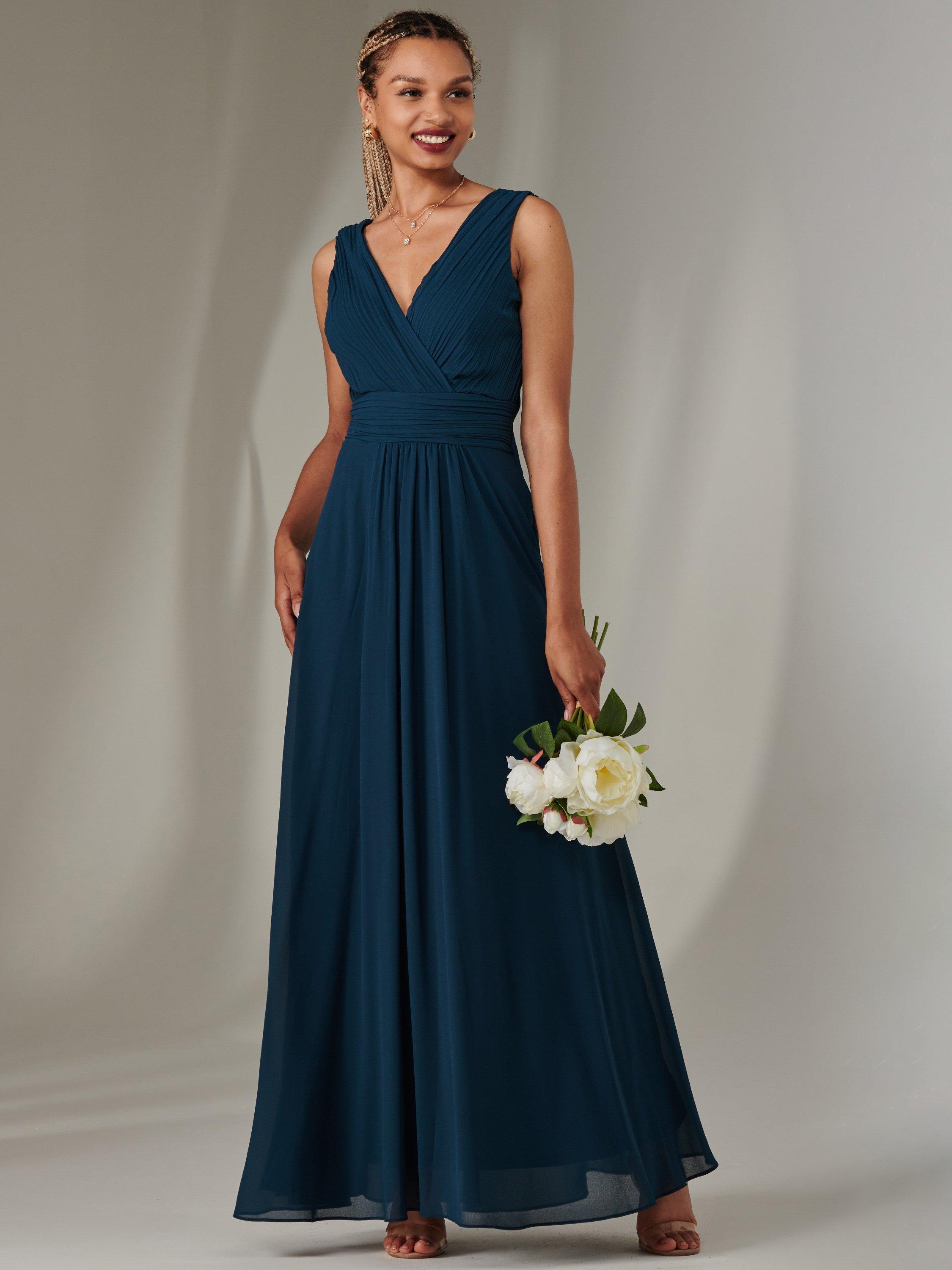 Product image 5 of 7, which shows Jolie Moi Cora Sleeveless Ruched Maxi Dress, Dark Teal, 6