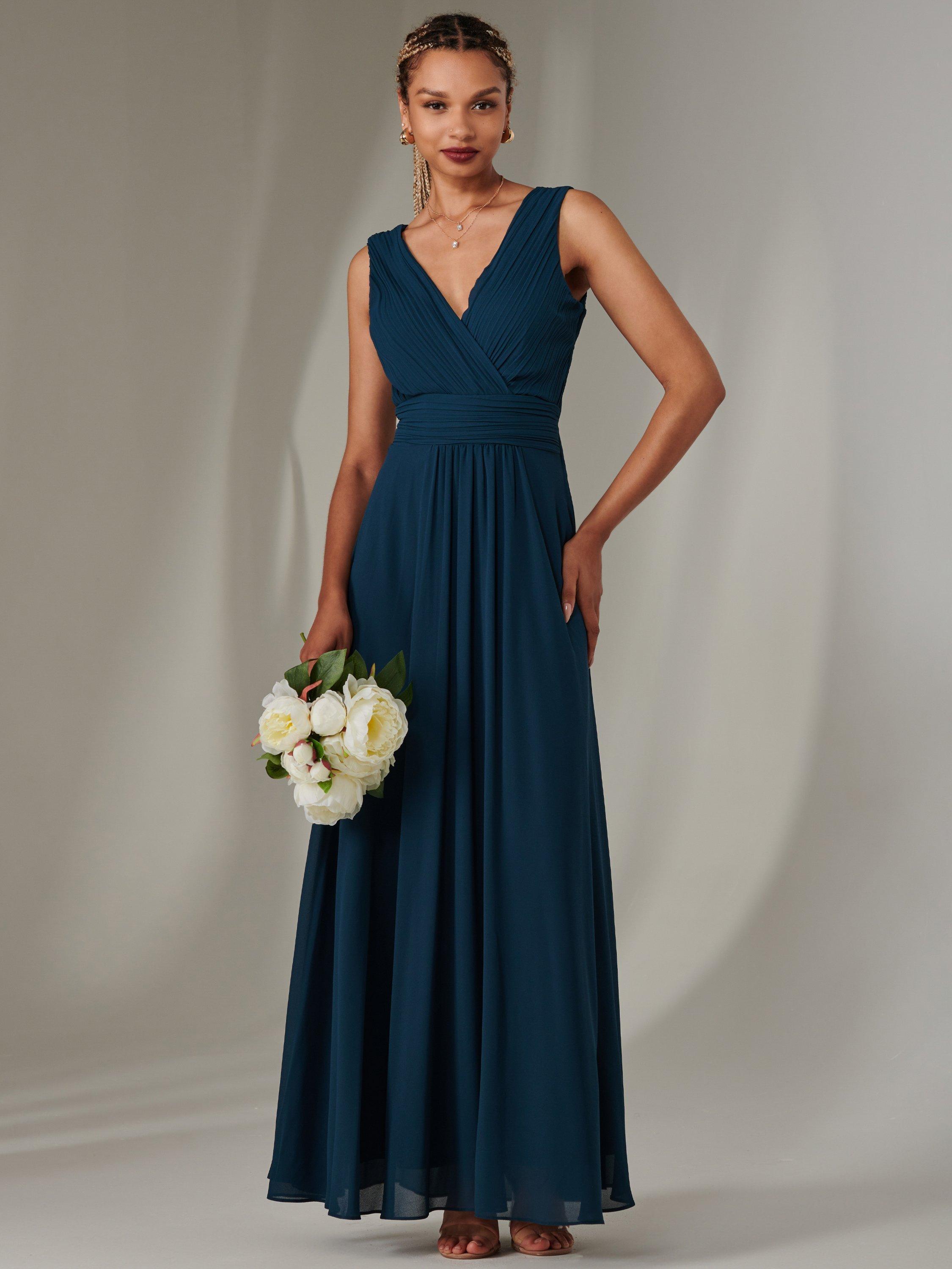 Product image 6 of 7, which shows Jolie Moi Cora Sleeveless Ruched Maxi Dress, Dark Teal, 6