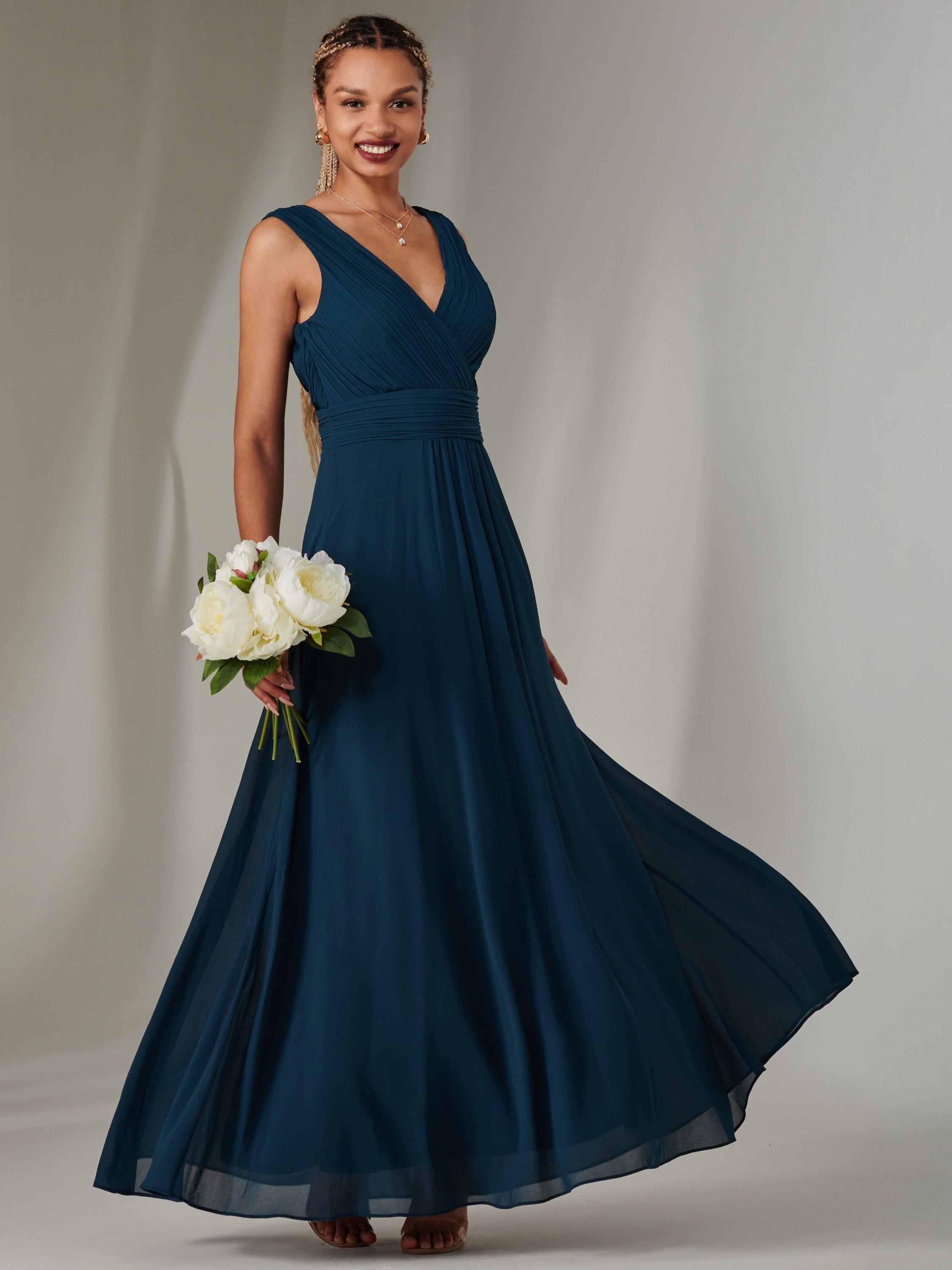 Product image 7 of 7, which shows Jolie Moi Cora Sleeveless Ruched Maxi Dress, Dark Teal, 6