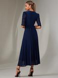 Jolie Moi Zeena Mesh Ruched Wrap Dress, Navy
