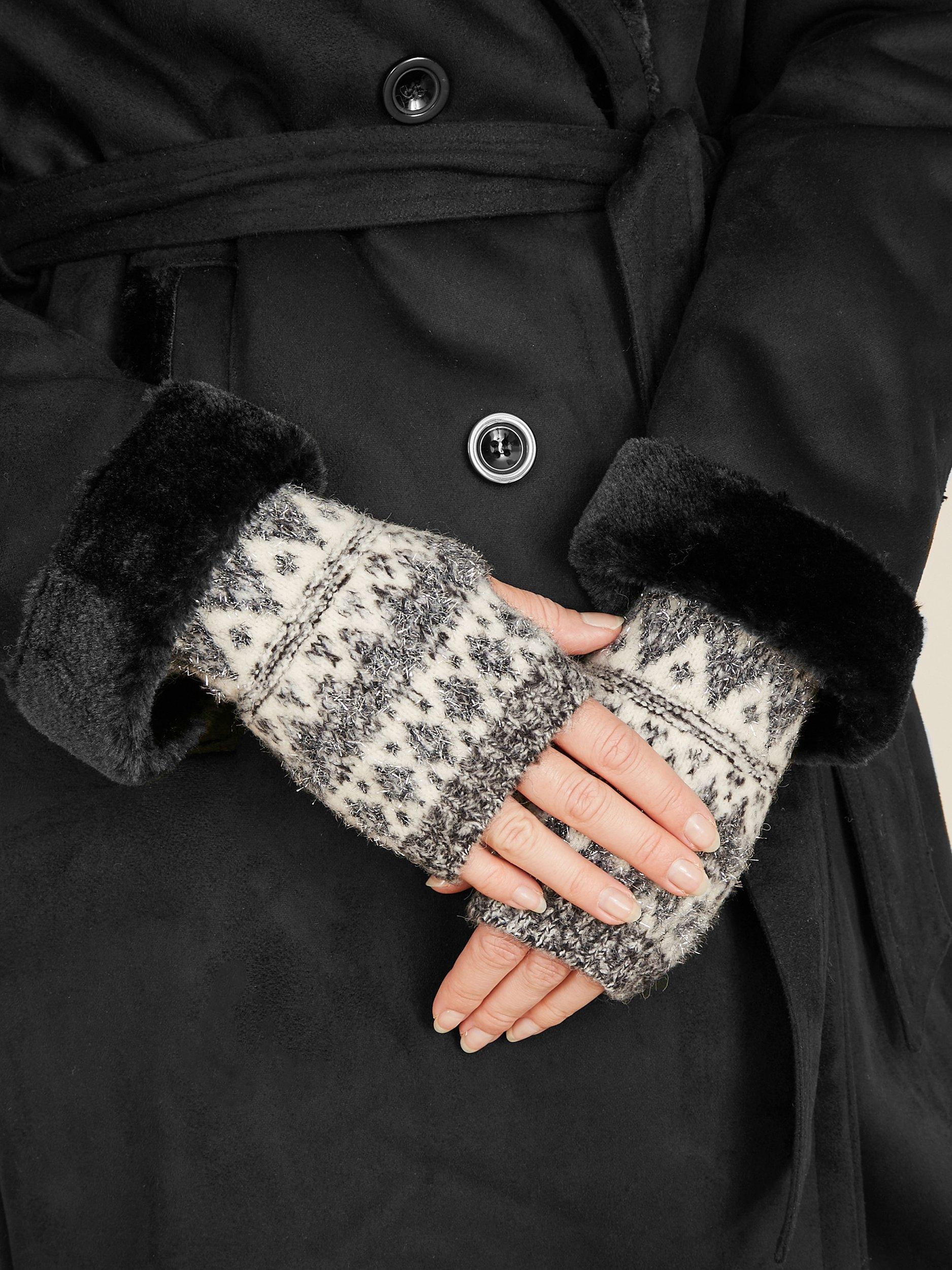 Product image 1 of 3, which shows Yumi Fair Isle Handwarmers, Grey