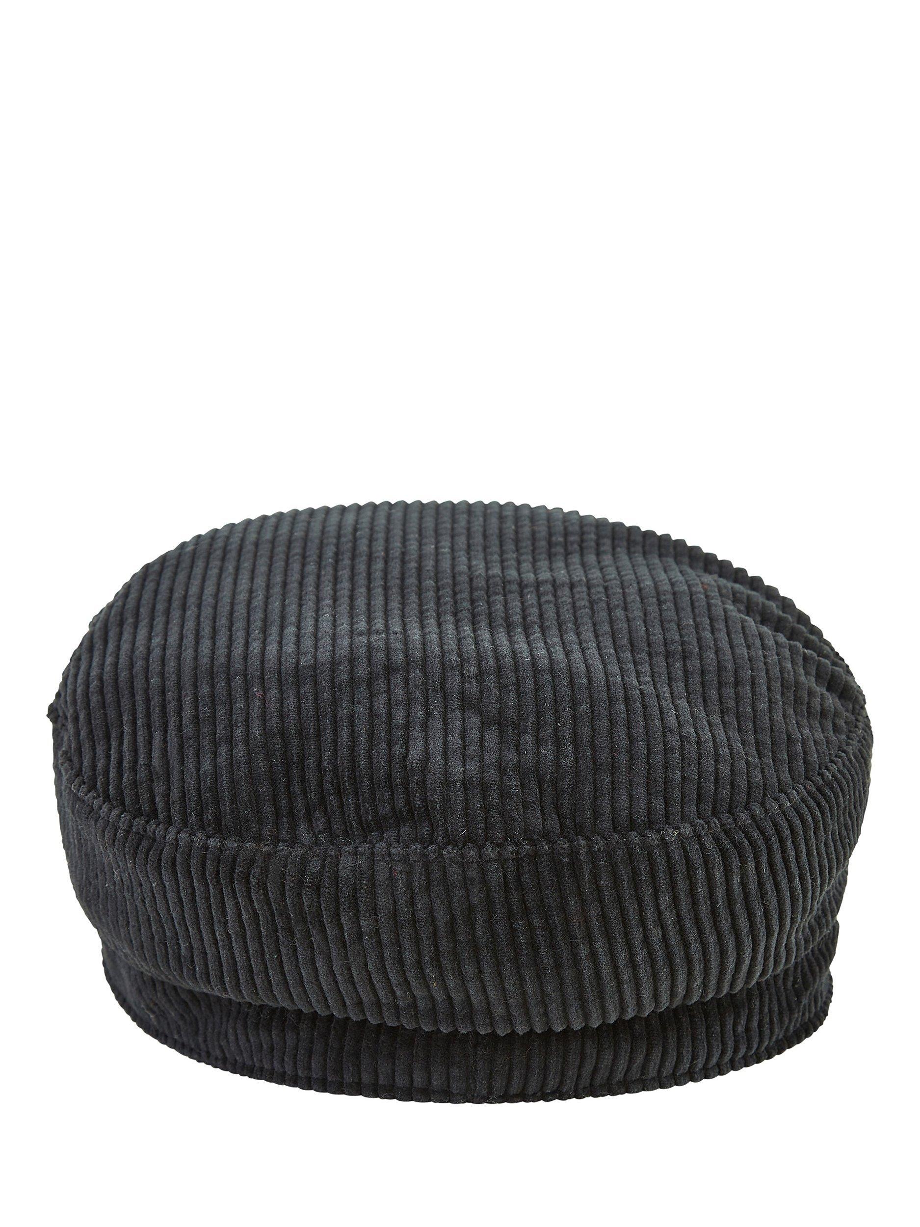 Product image 4 of 4, which shows Yumi Cotton Corduroy Baker Boy Hat, Black, One Size