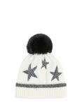 Yumi Star Print Bobble Hat, Cream