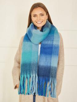 Yumi Rainbow Check Soft Scarf, Blue