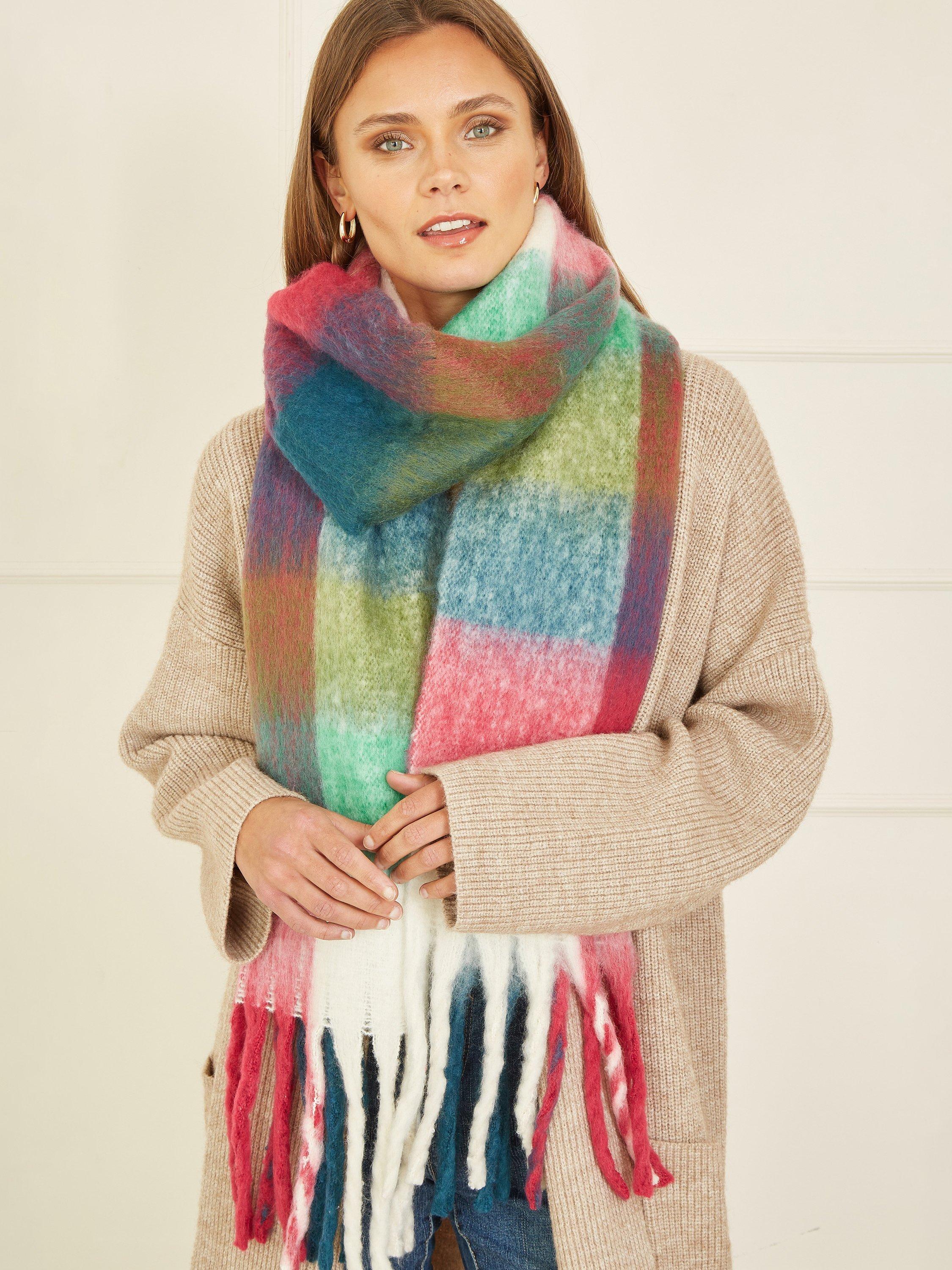 Product image 1 of 2, which shows Yumi Rainbow Check Soft Touch Scarf, Multi, One Size