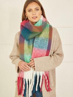 Yumi Rainbow Check Soft Touch Scarf, Multi, Multi