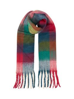 Yumi Rainbow Check Soft Touch Scarf, Multi - view 2, Multi