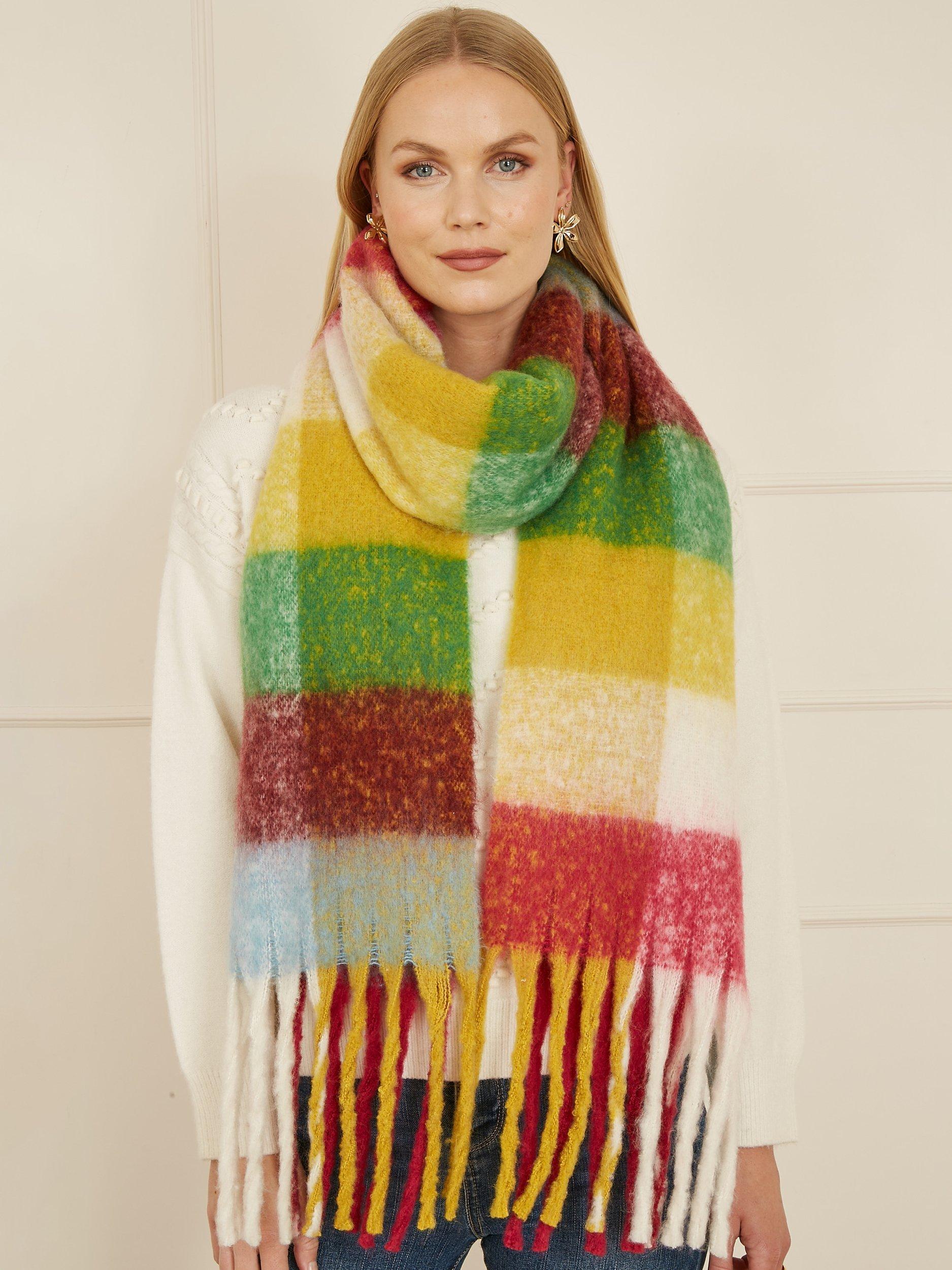 Product image 1 of 2, which shows Yumi Rainbow Check Soft Scarf, Multi, One Size