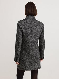 Phase Eight Ayame Herringbone Double-Breasted Jacket, Black/Light Grey - view 2, Black/Light Grey