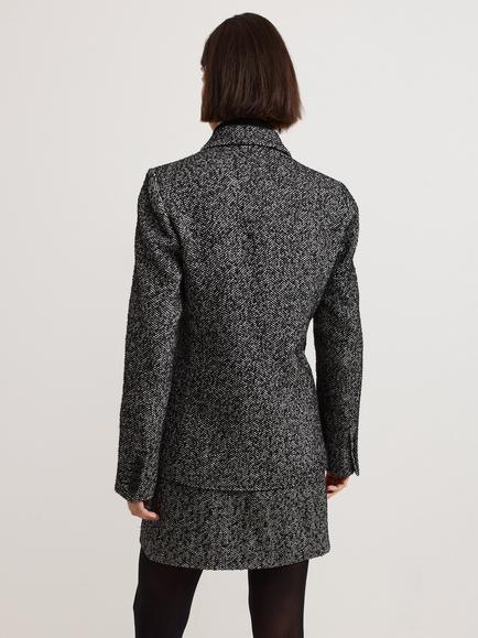 Phase Eight Ayame Herringbone Double-Breasted Jacket, Black/Light Grey - view 2, Black/Light Grey